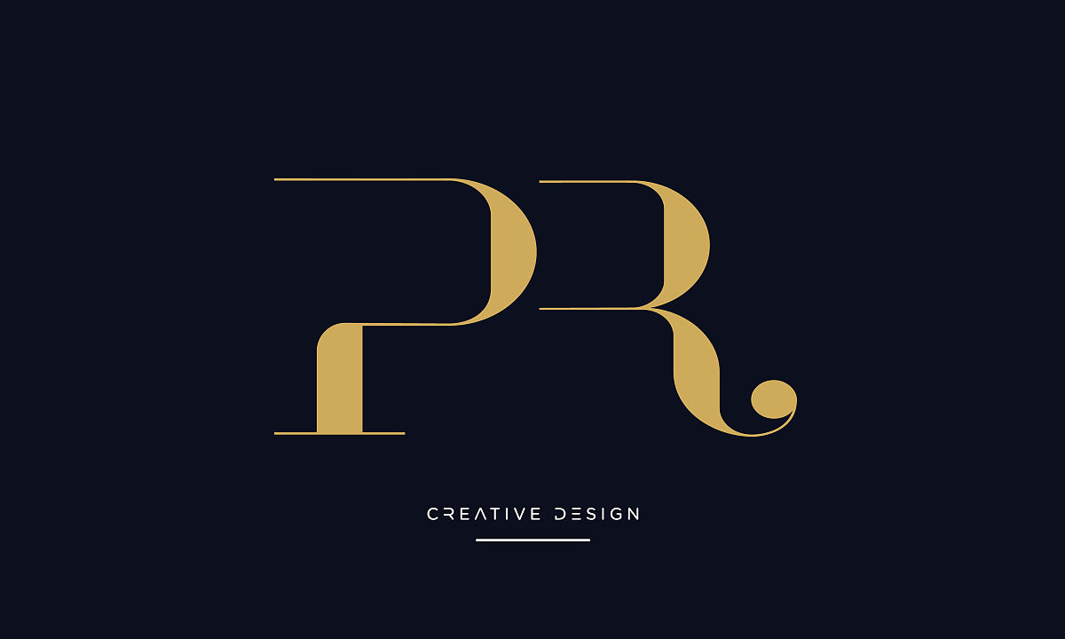 pr, rp字母字母抽象图标标志组合