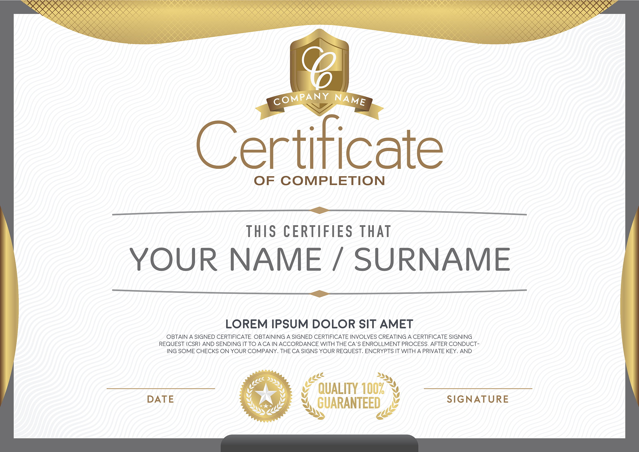 certificate a beautiful, clean and modern.