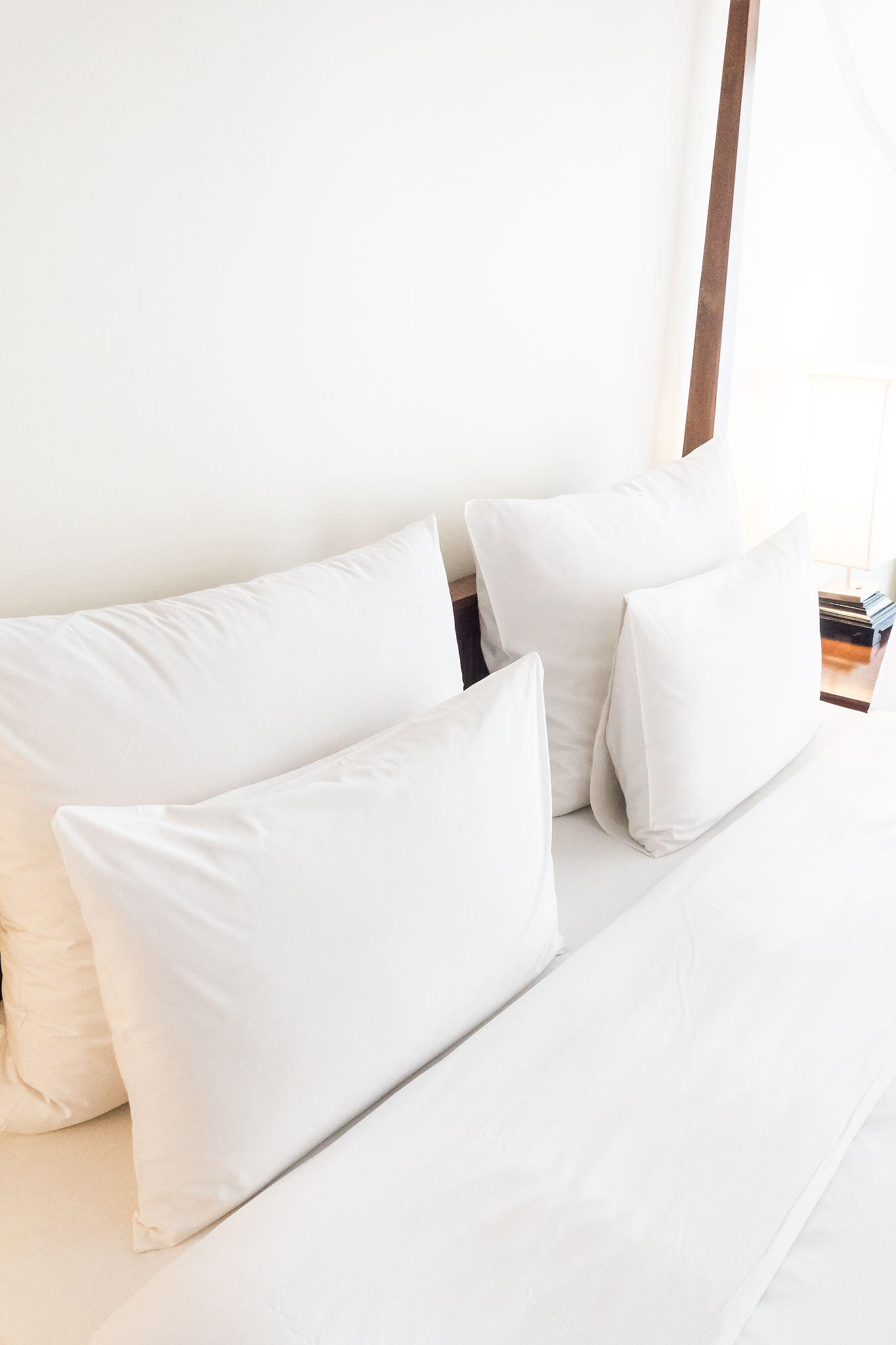 white pillows on a bed