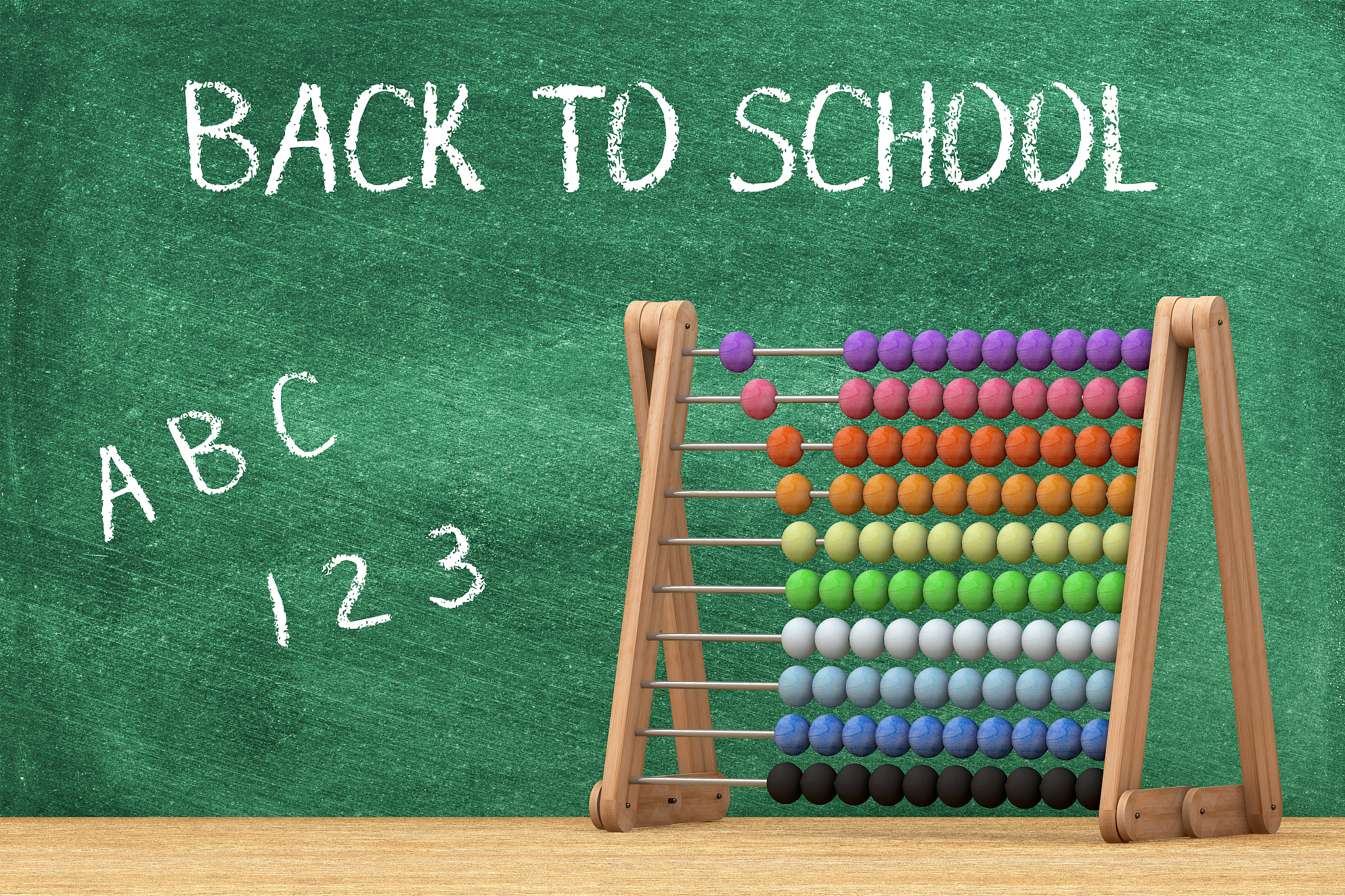 back to school with blackboard and abacus