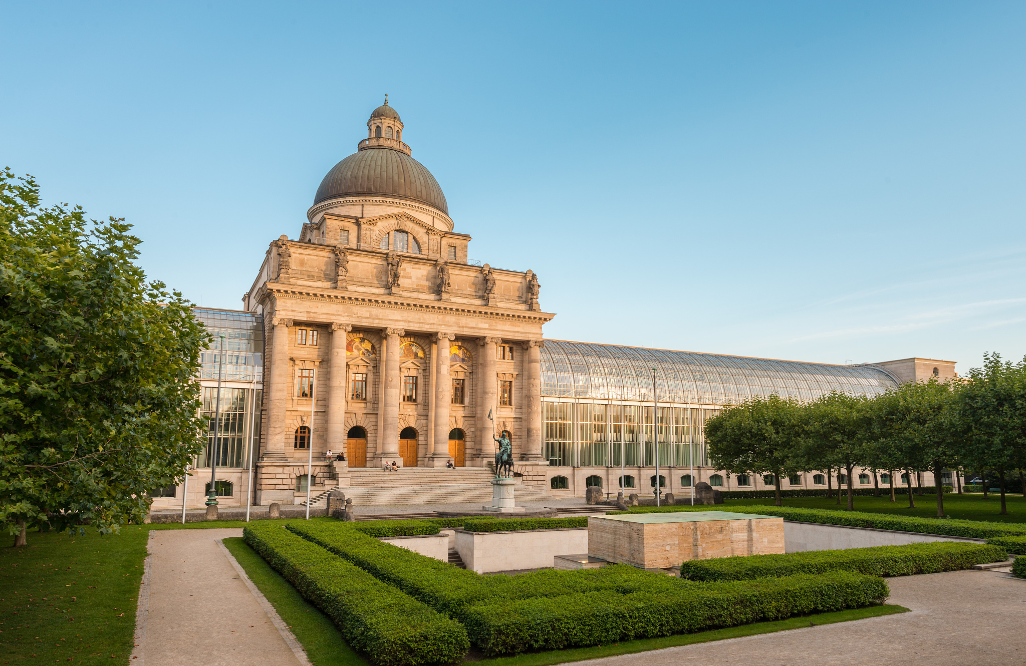 bavarian state chancellery building in evening shiny light