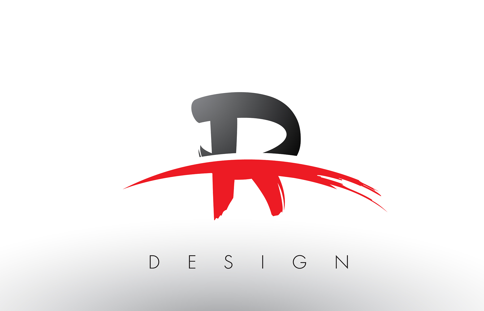 r brush logo letters with red and black swoosh
