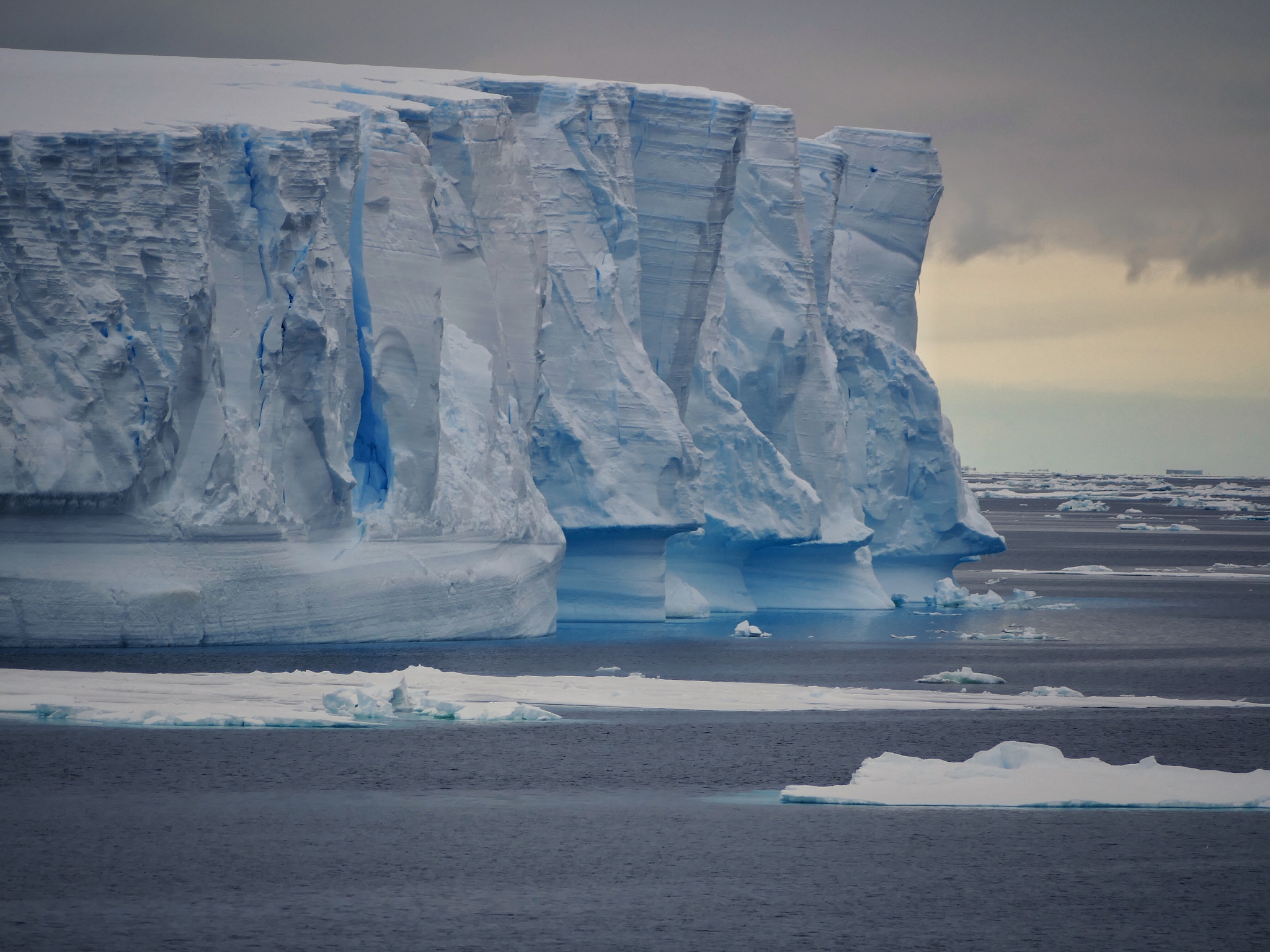 iceberg showing wave erosion, southern ocean, antarctica