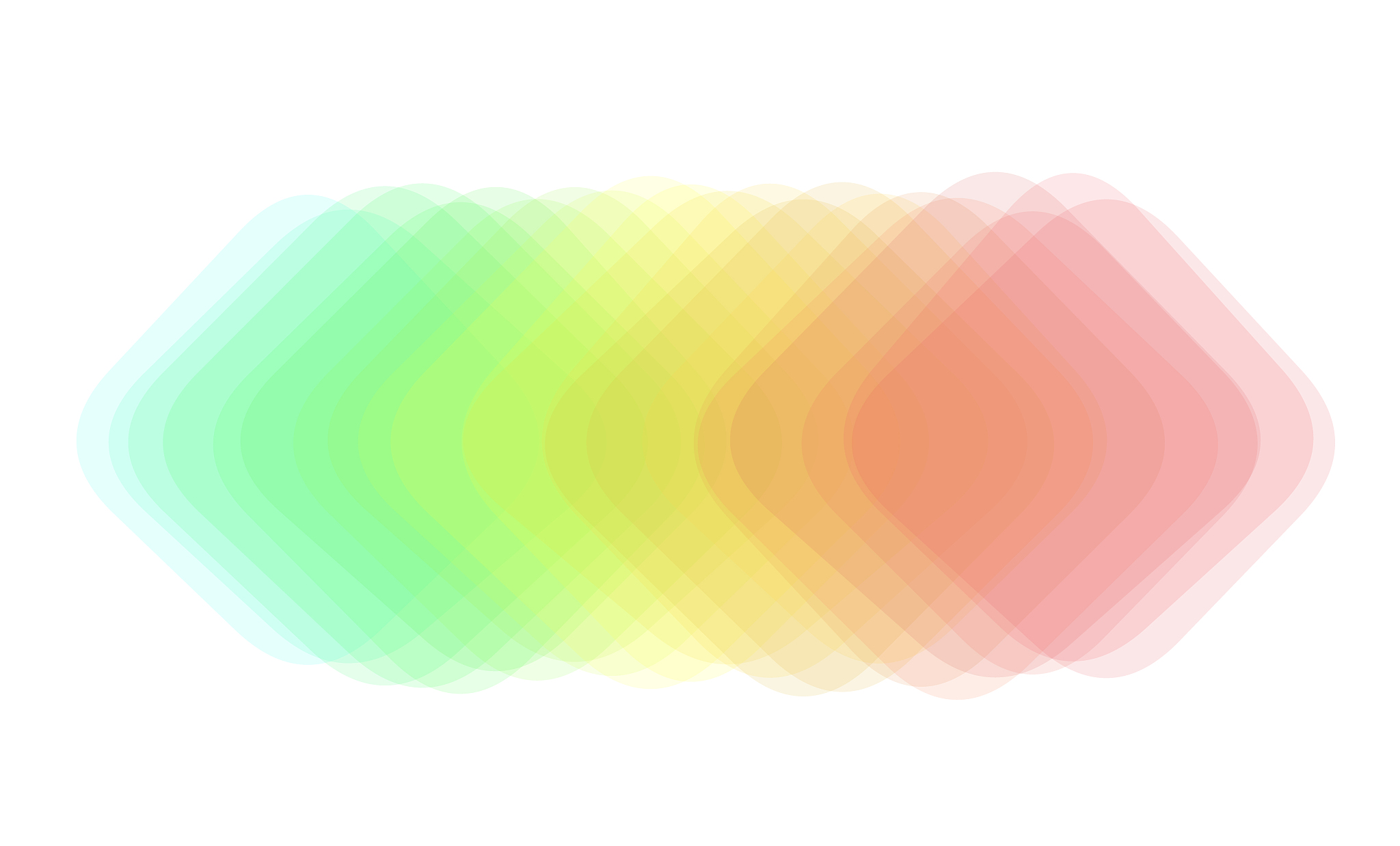 multi colored blobs stacked and spread out
