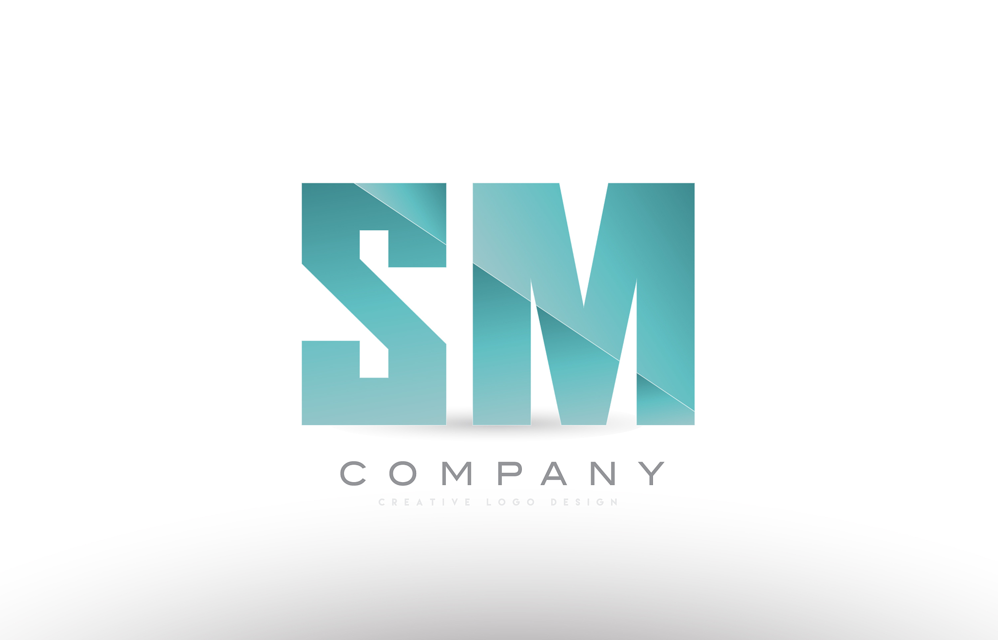 sm s m alphabet letter green logo icon design