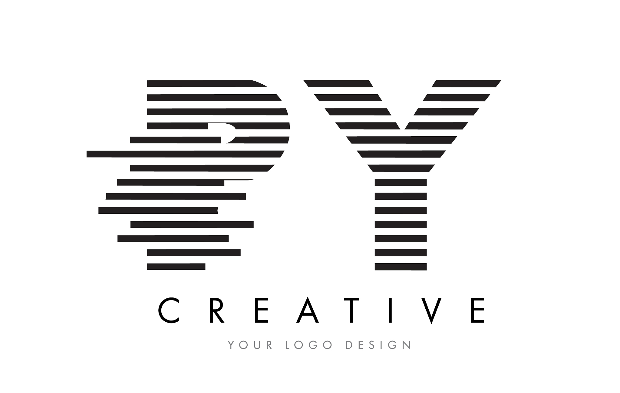 py p y zebra letter logo design with black and