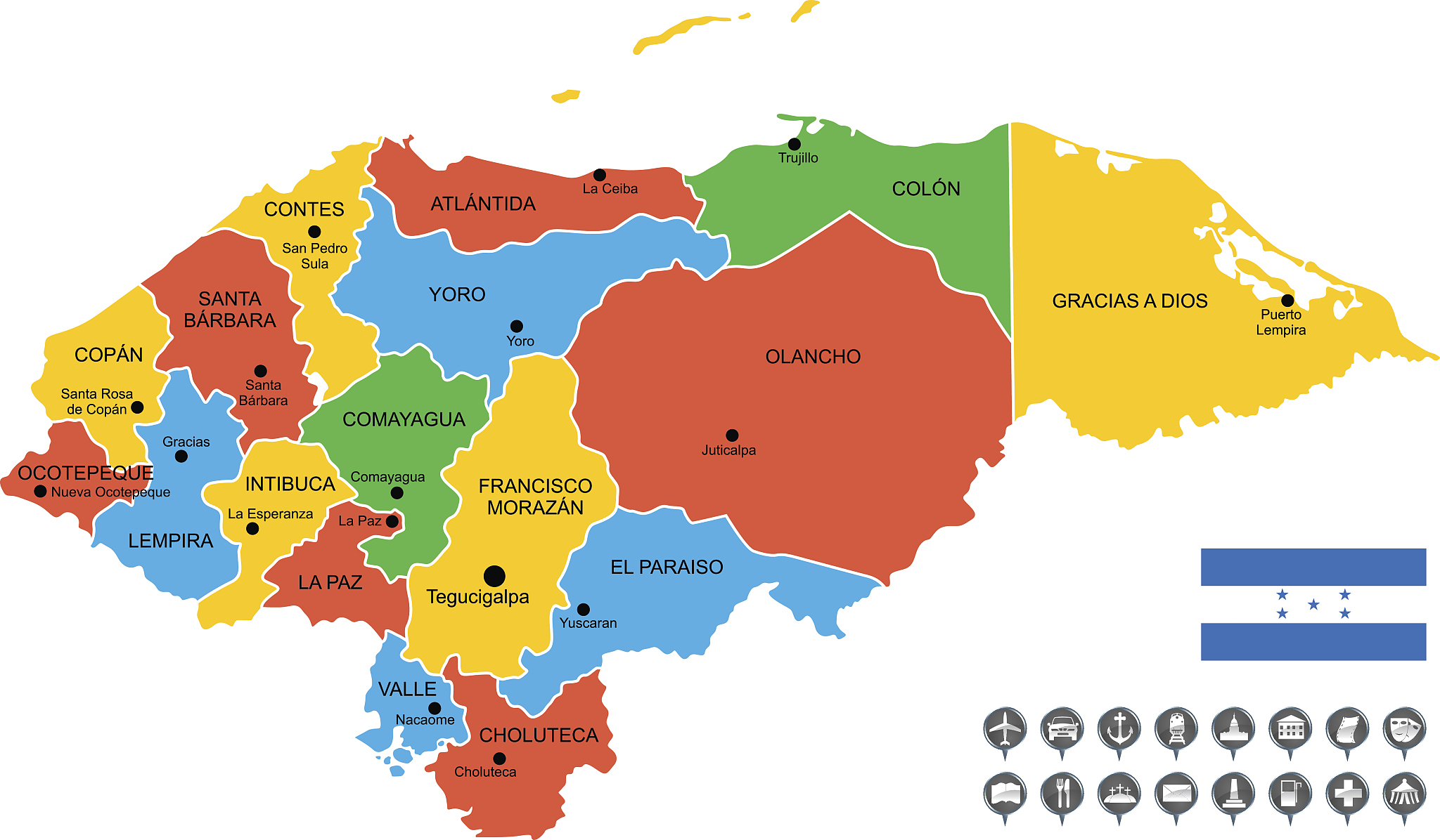 detailed vector map of honduras