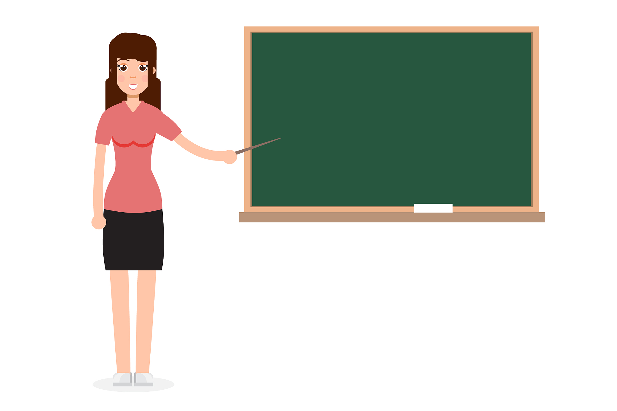 woman female teacher on lesson at blackboard