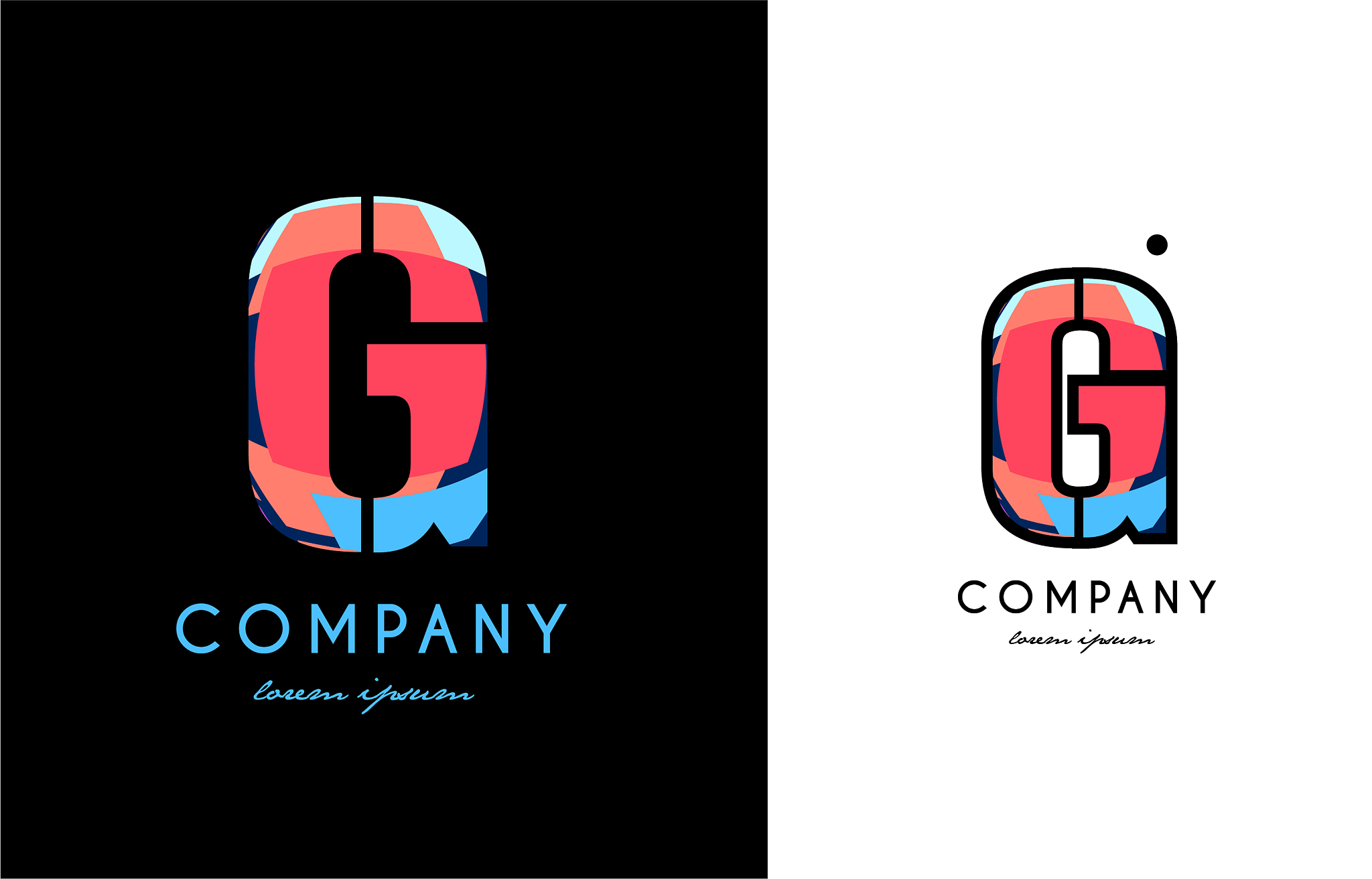 g blue red letter alphabet logo icon design