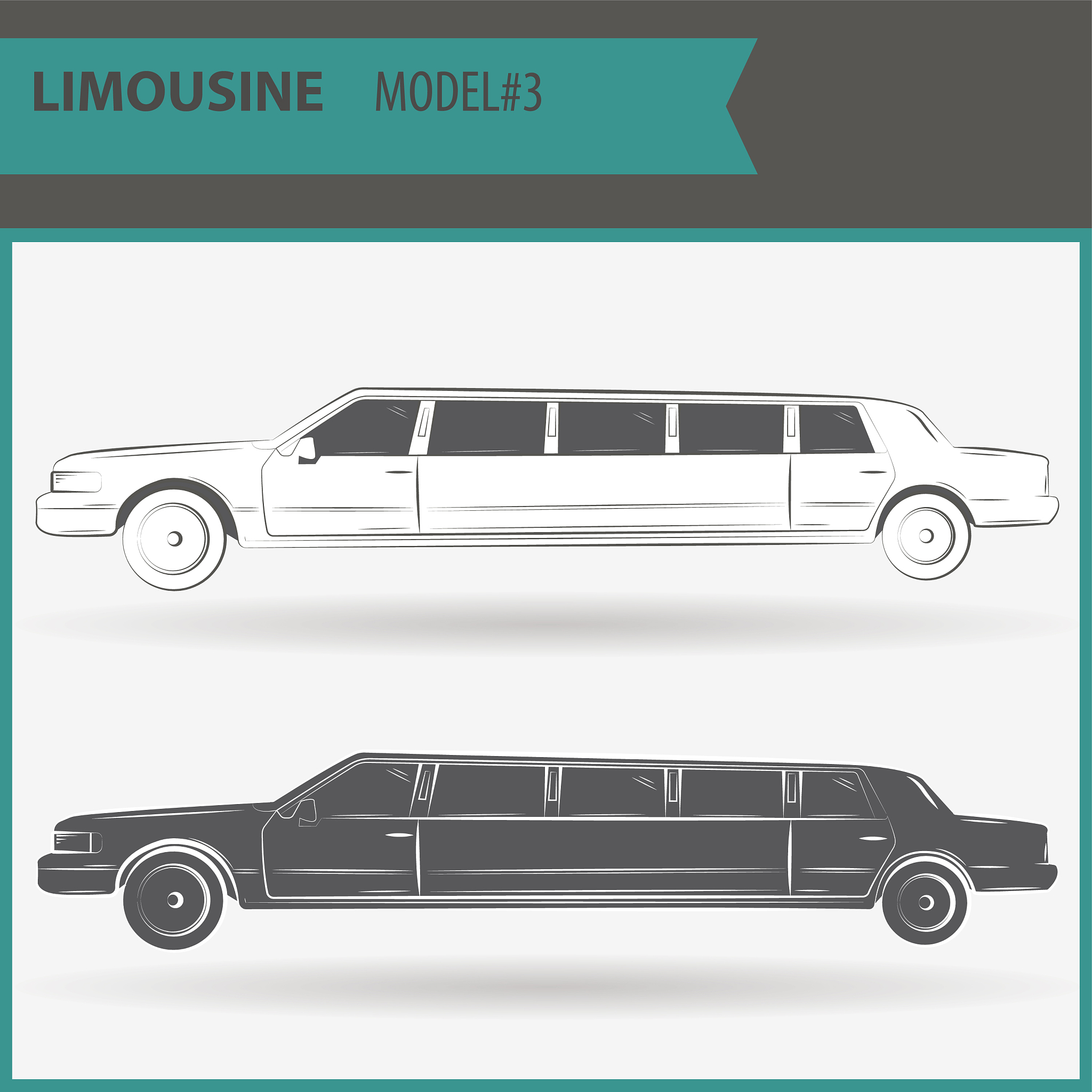 two vip limousine isolated on white background