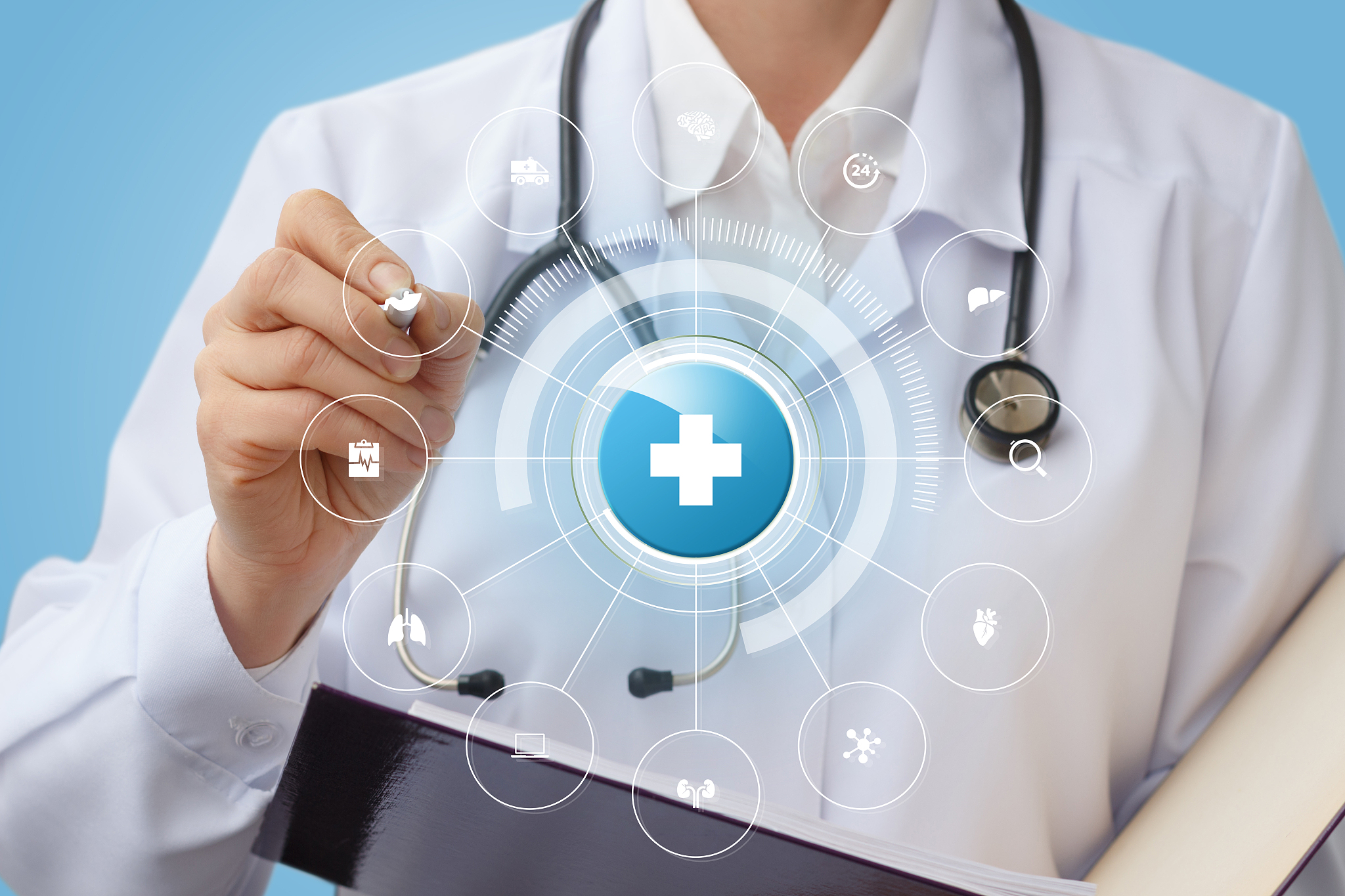 doctor draws the structure of medical care .