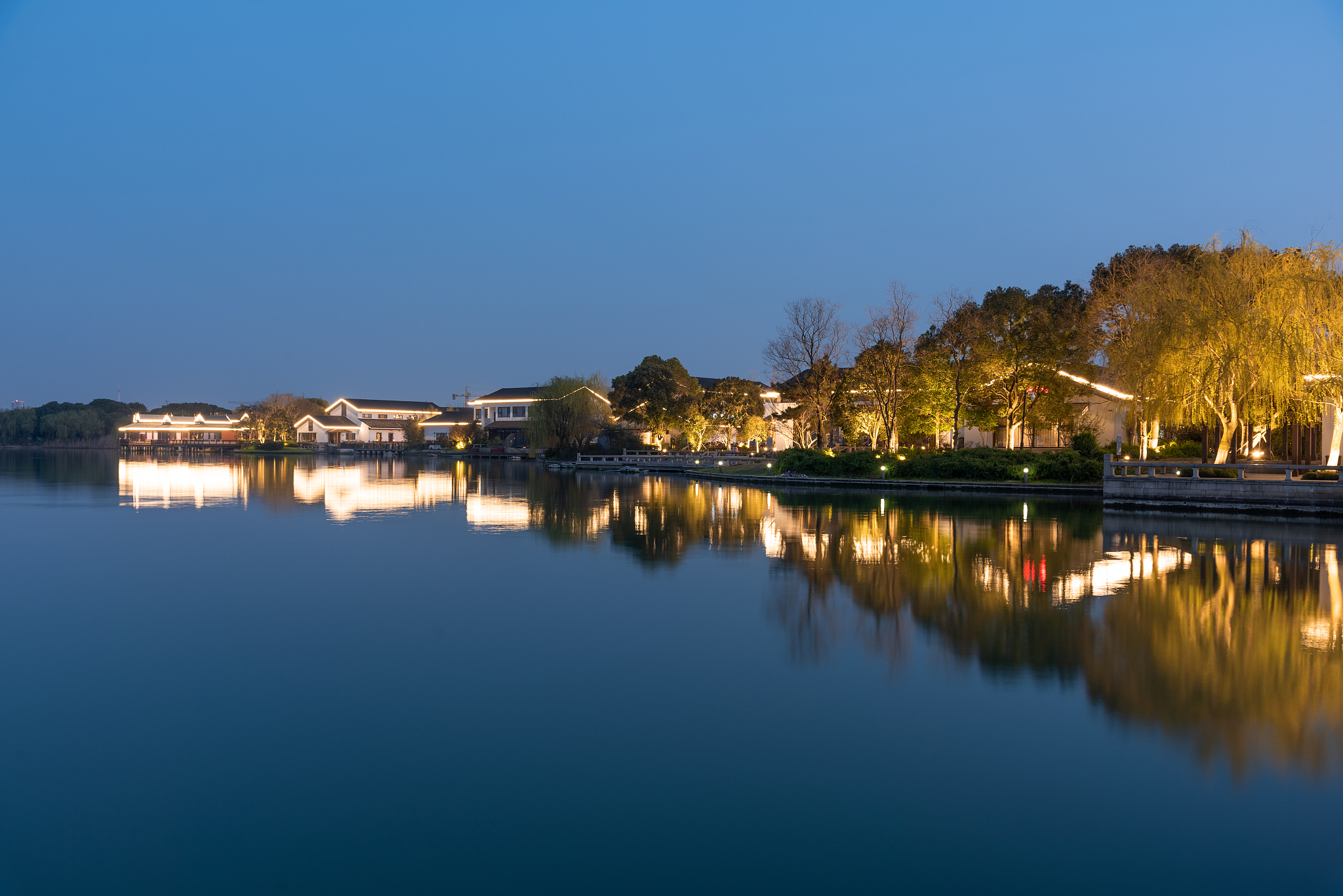 苏州金鸡湖风光夜景