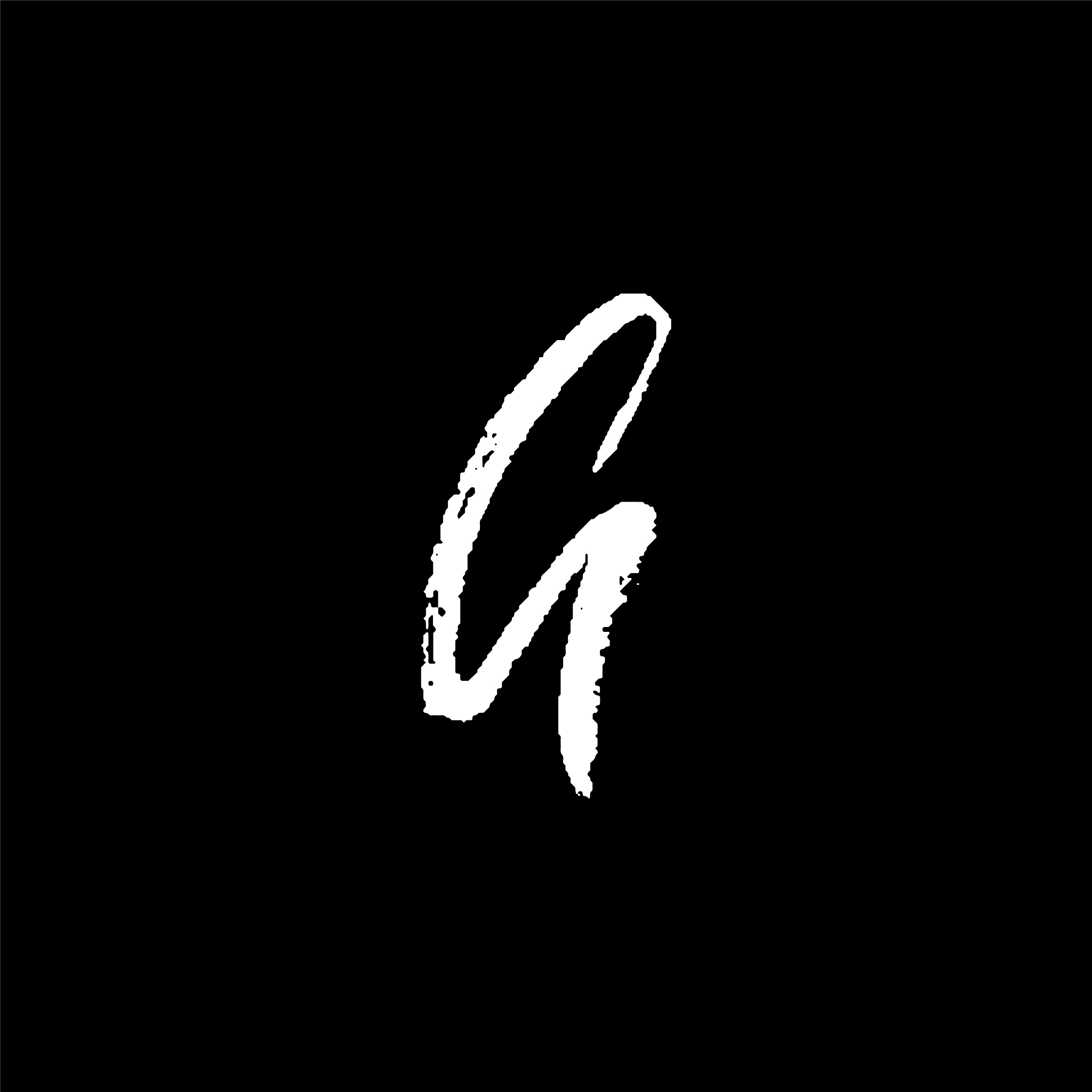 letter a handwritten by dry brush rough strokes