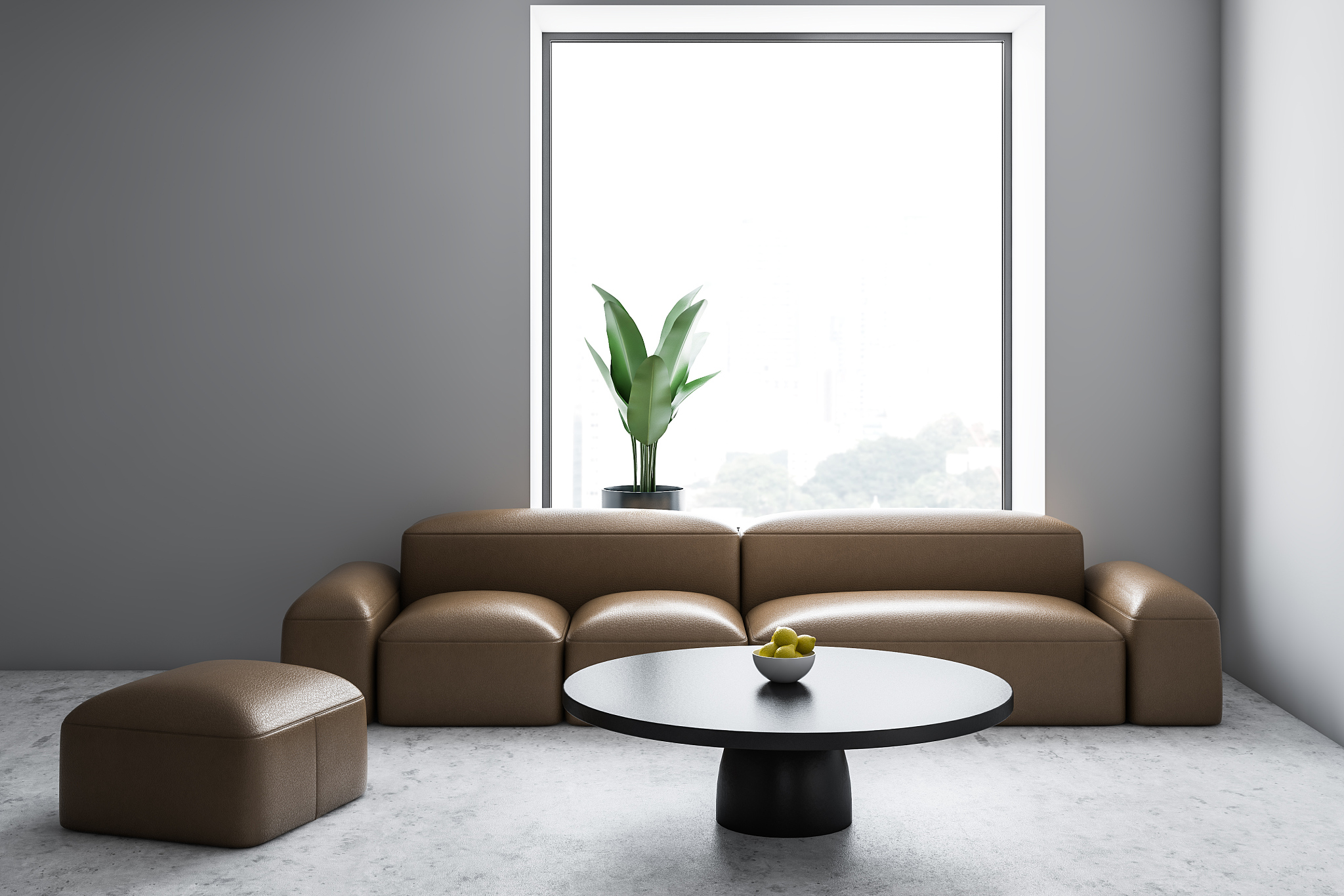 white loft living room interior