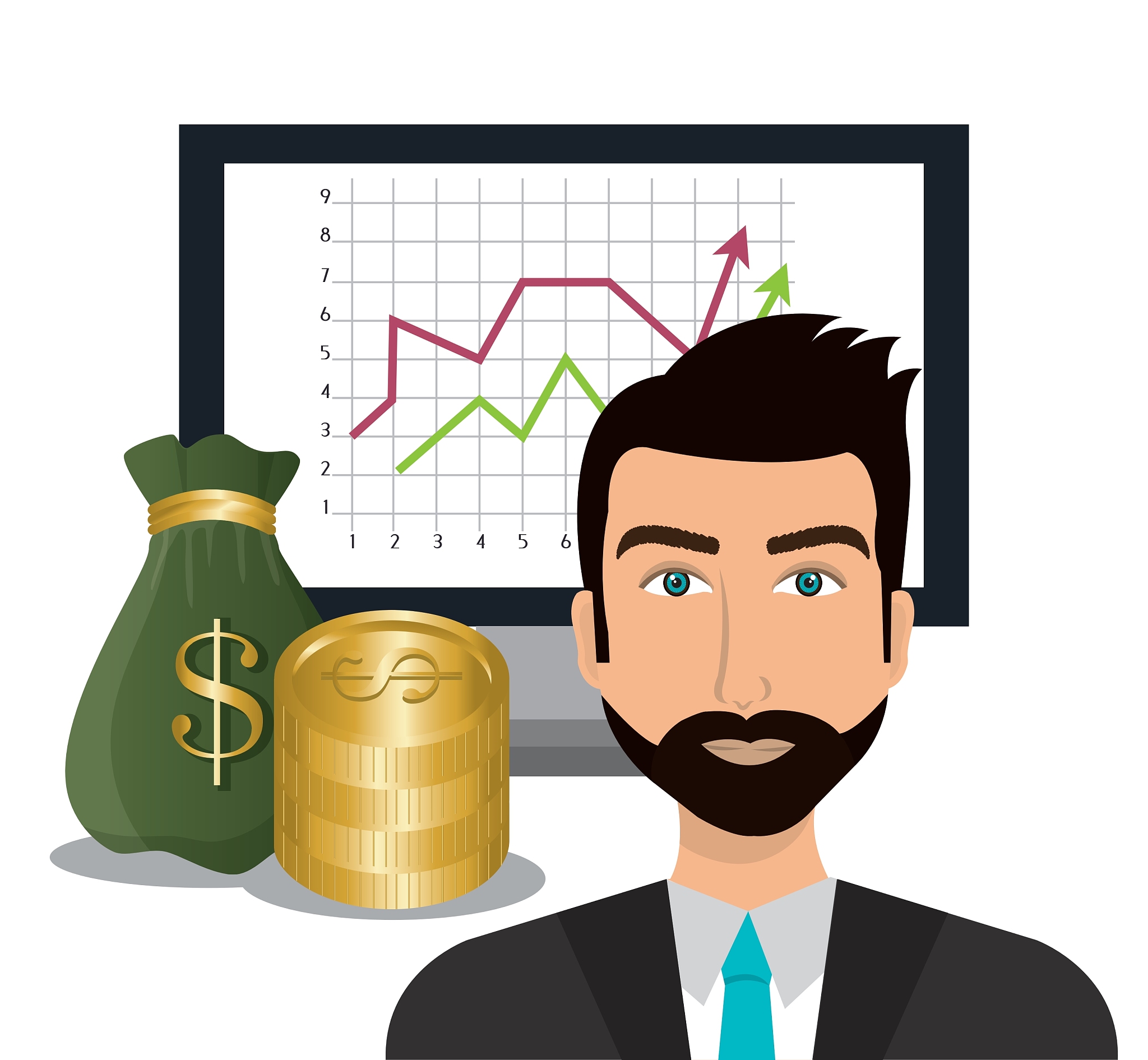 financial growth up and money