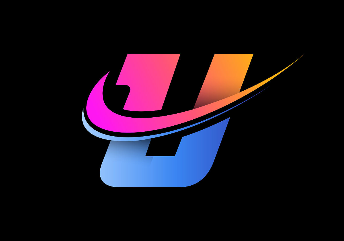 首字母u与一个swoosh标志模板.现代矢量标志类型的企业和公司的身份.
