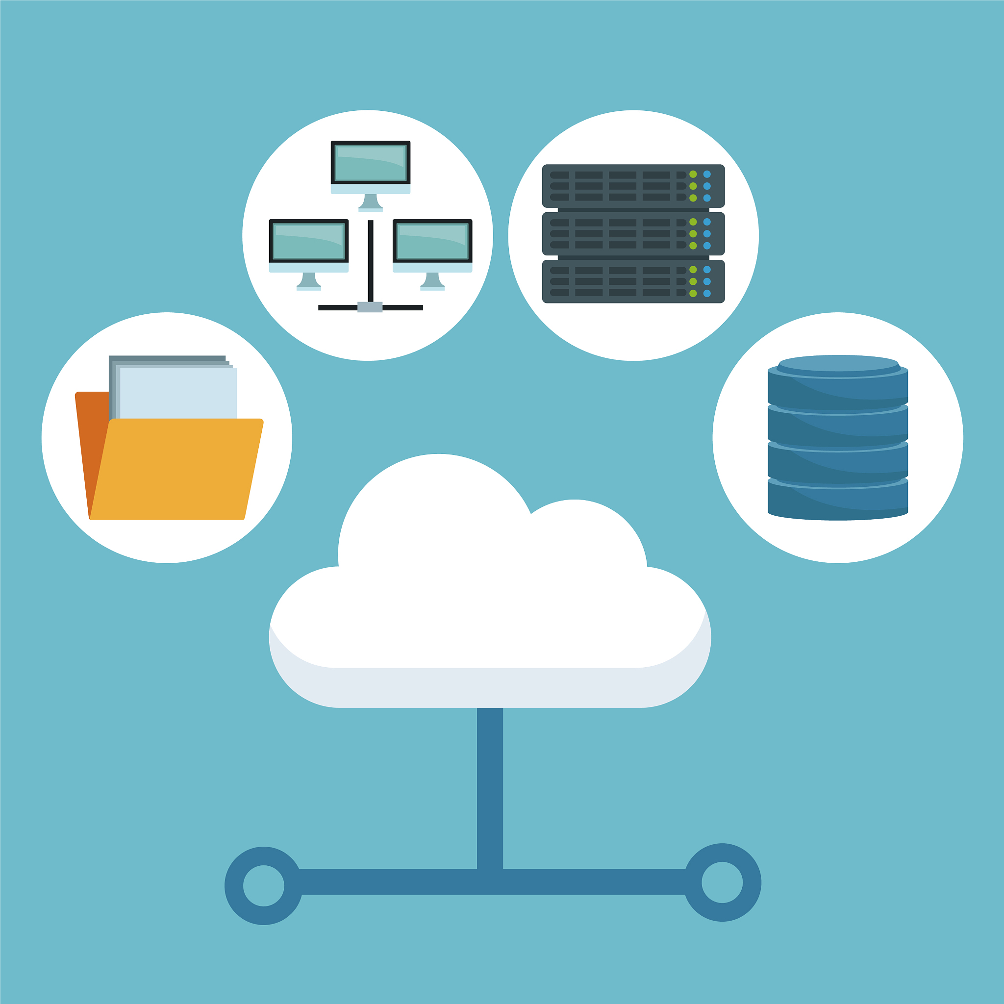 color background with cloud storage and technology