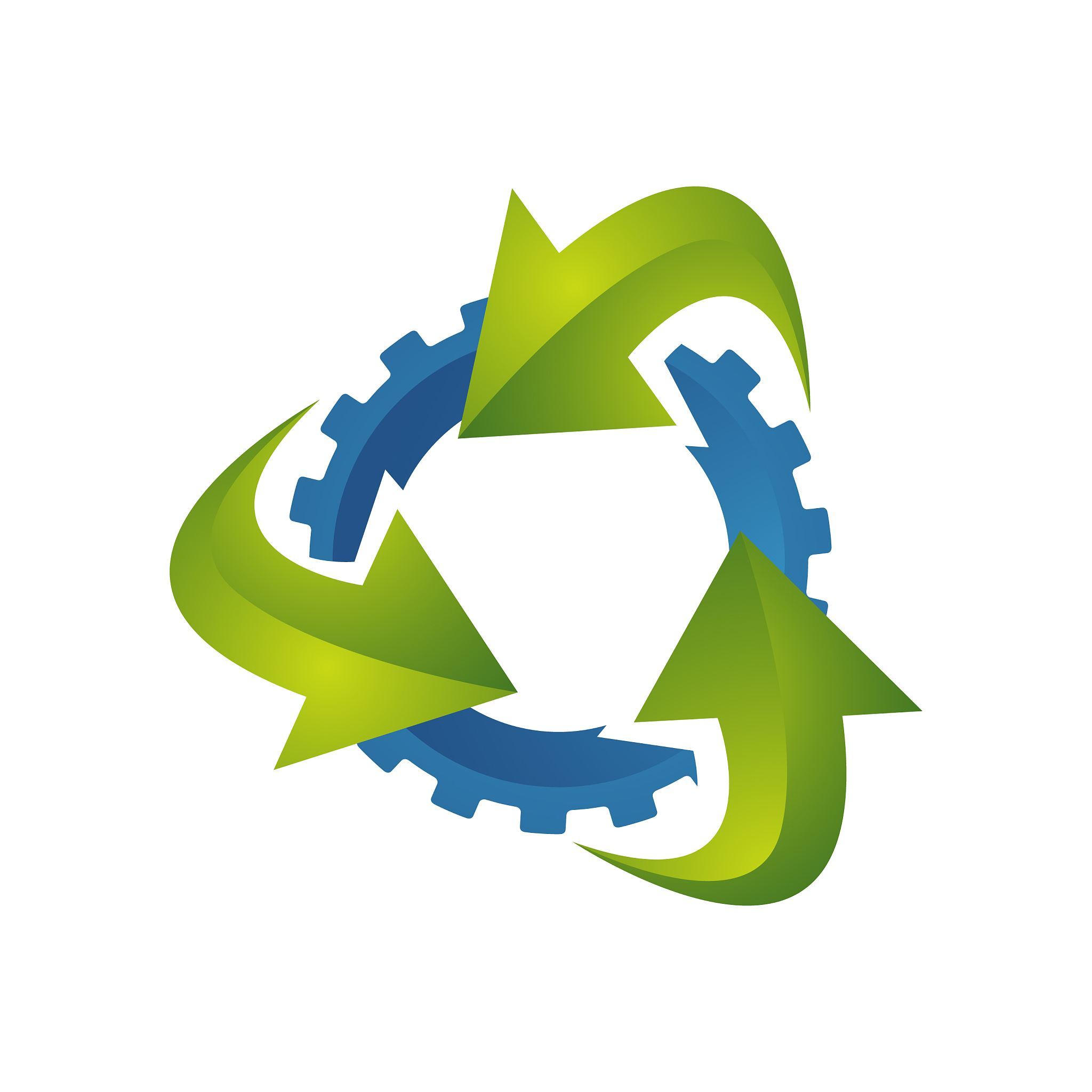 3 arrows and gear ecological technology creative