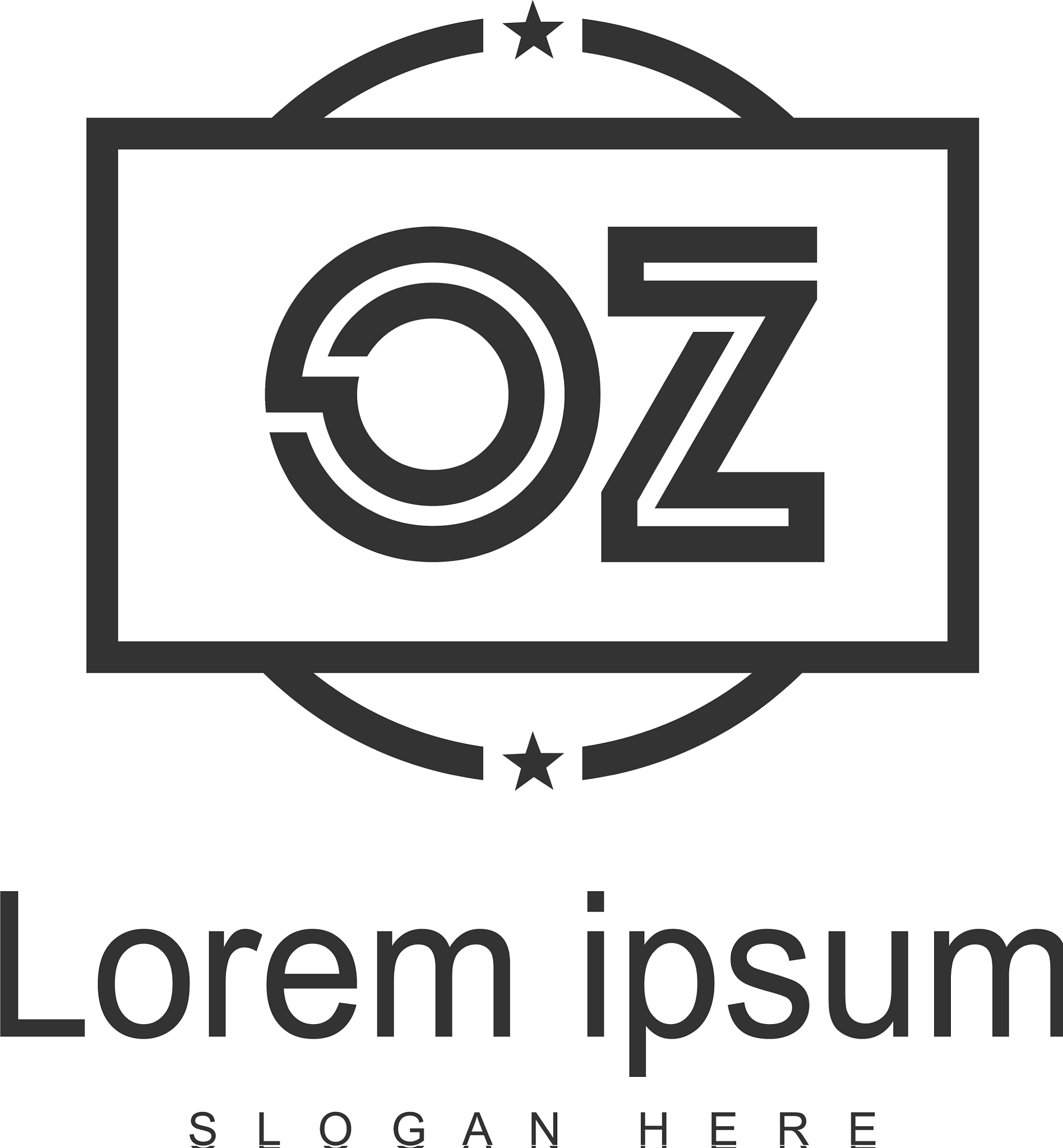 initial oz logo template with modern frame