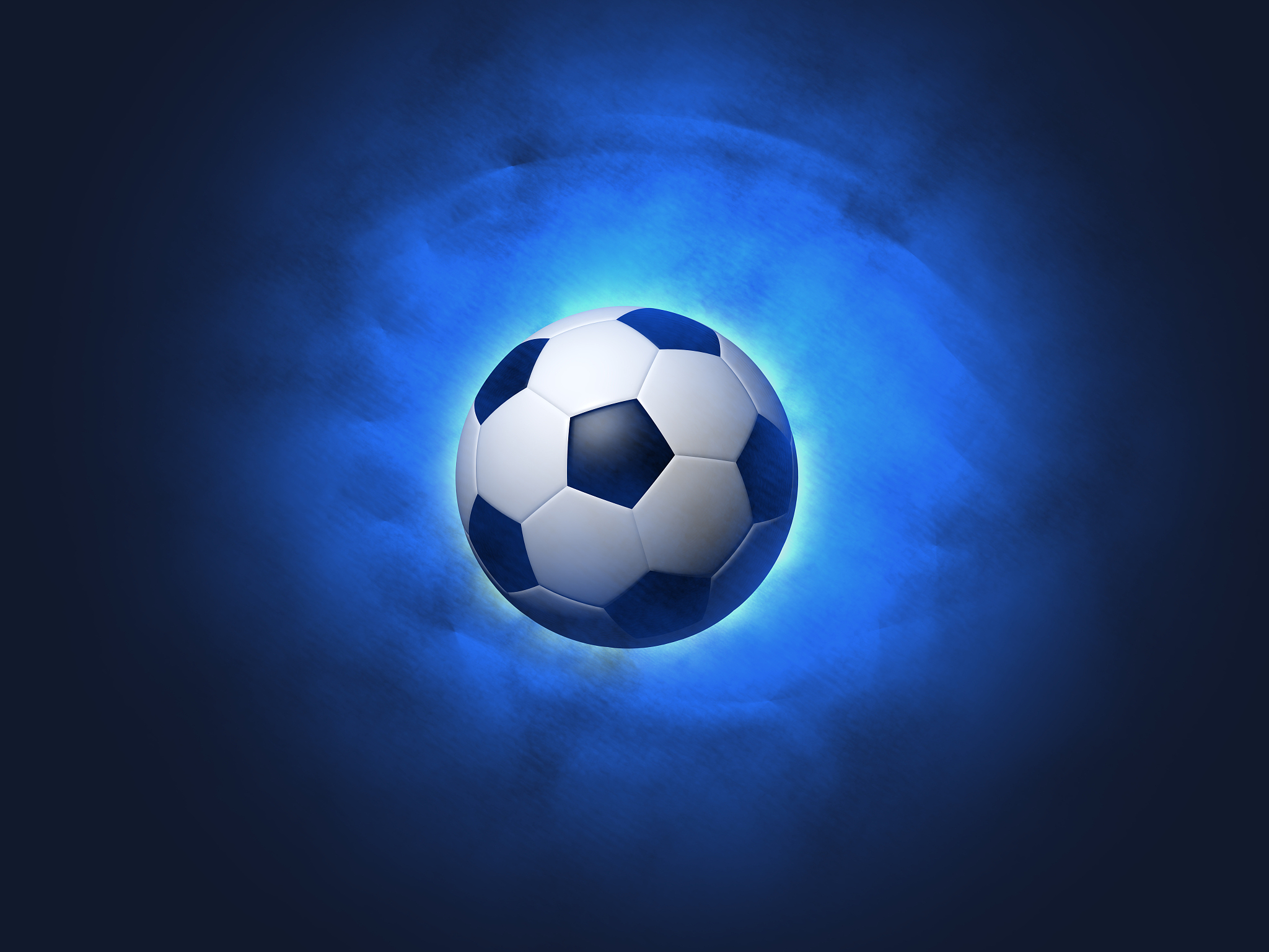 soccer ball blue background