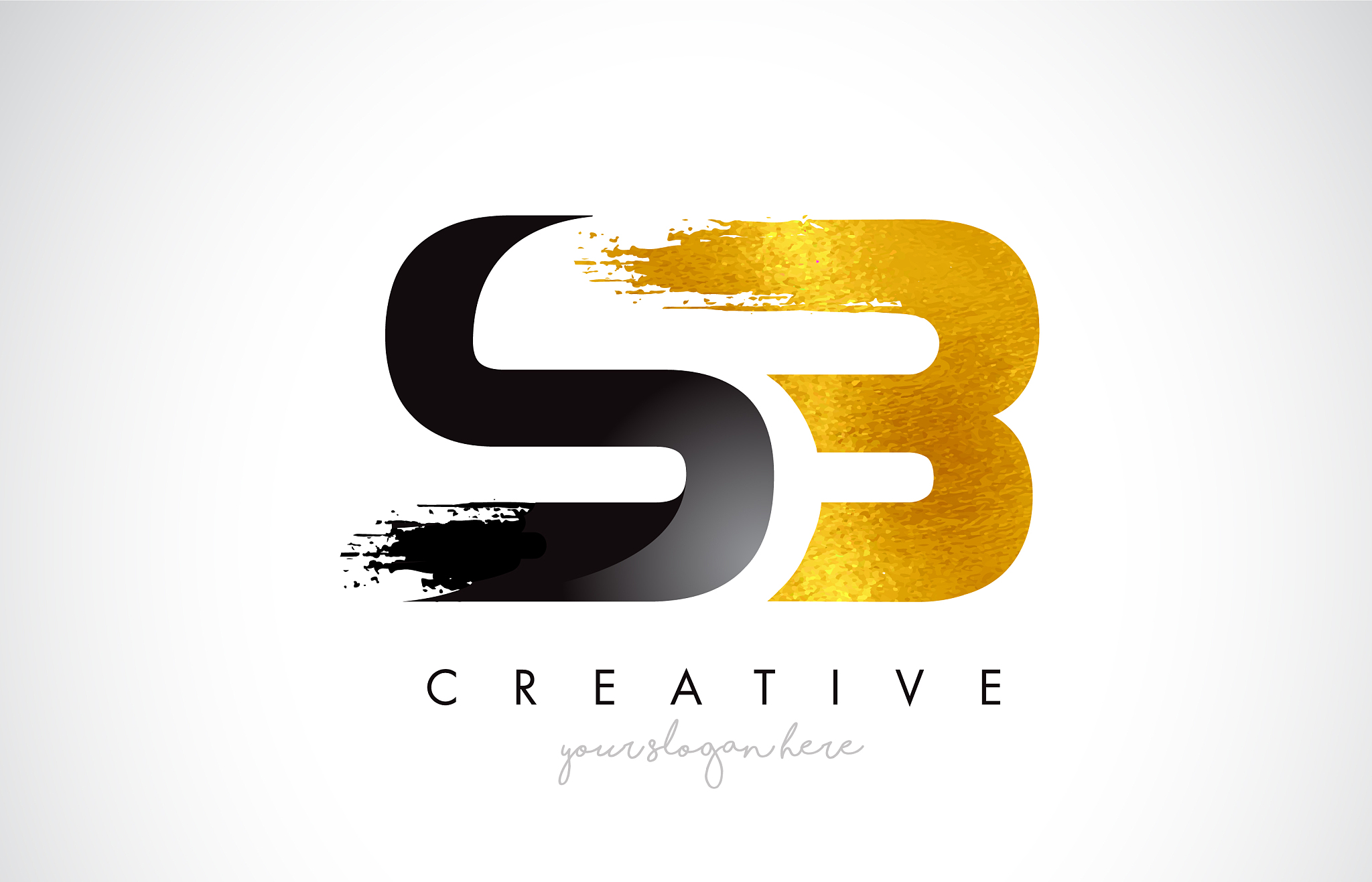 sb letter design with brush stroke and modern 3d