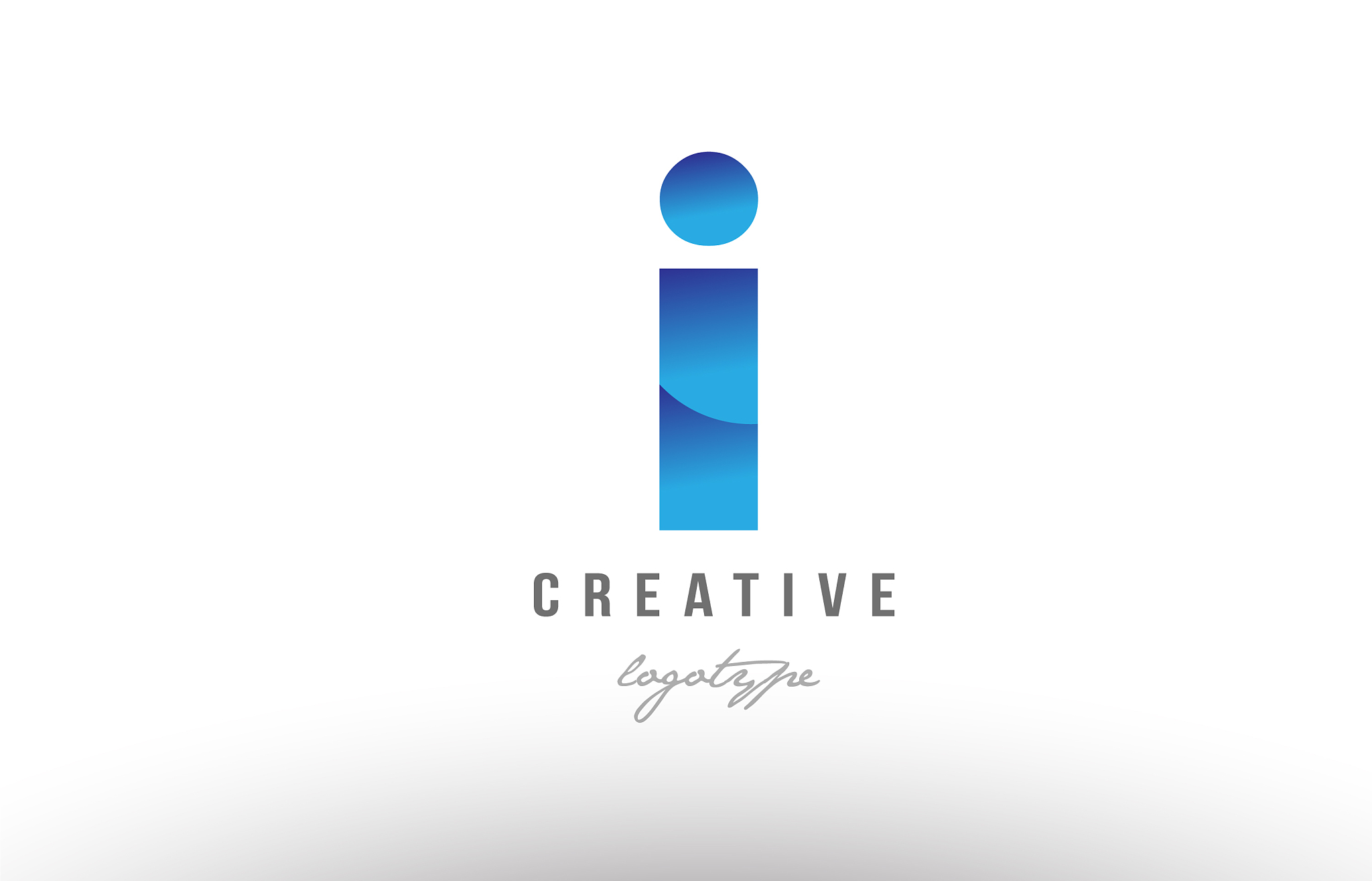i blue gradient alphabet letter logo icon design