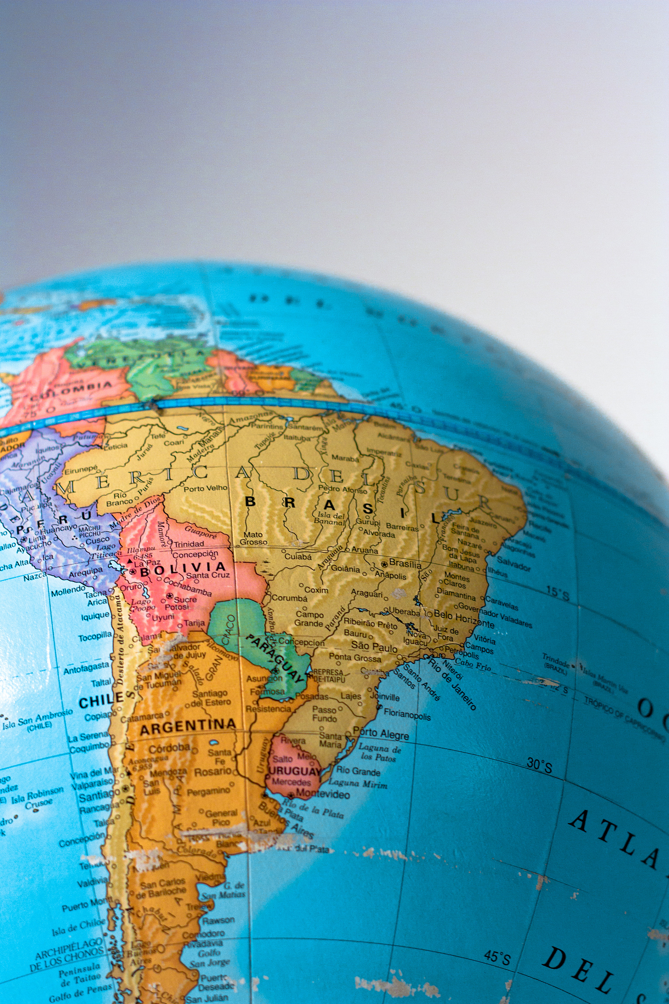 globe showing southamerica