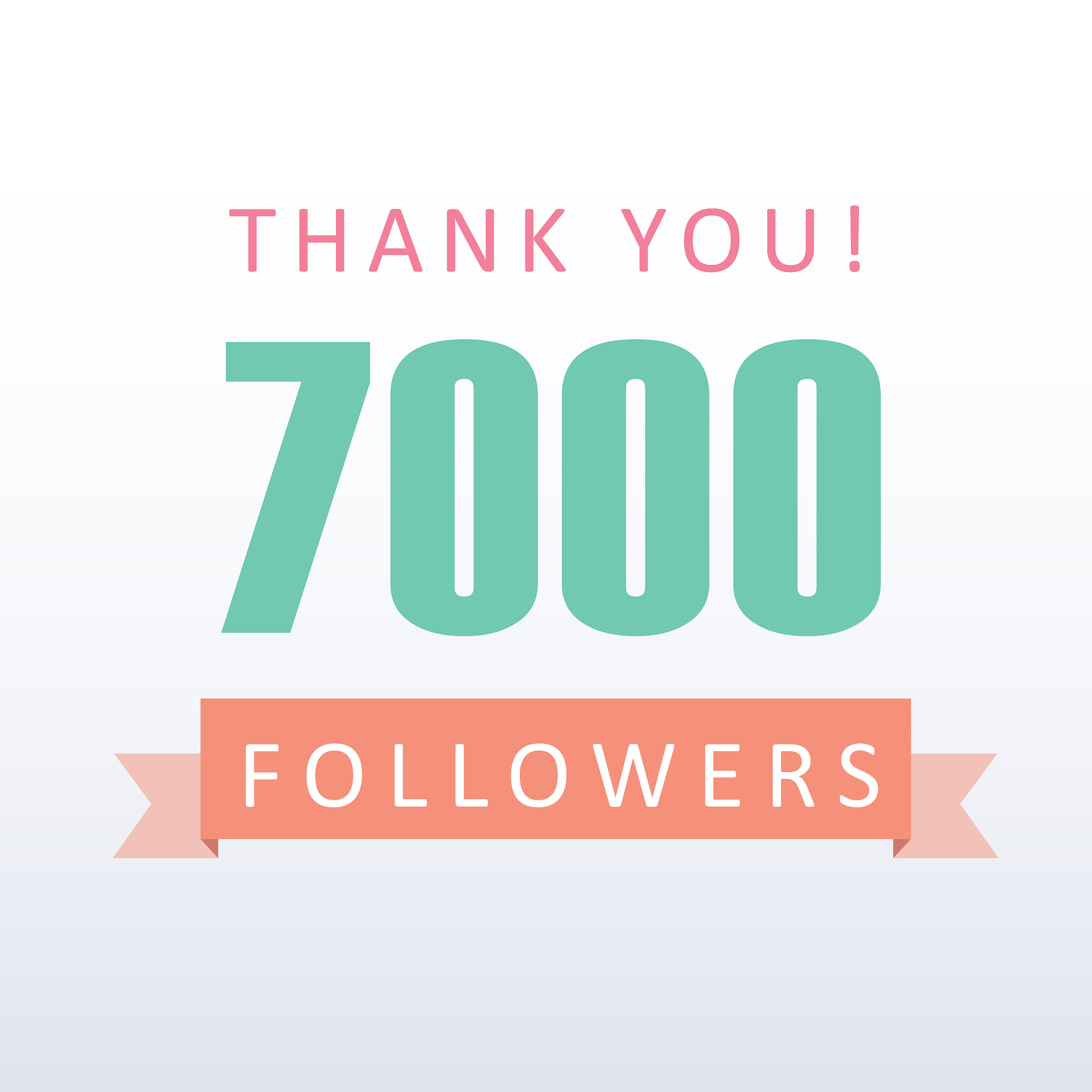 7000 followers thank you number with banner