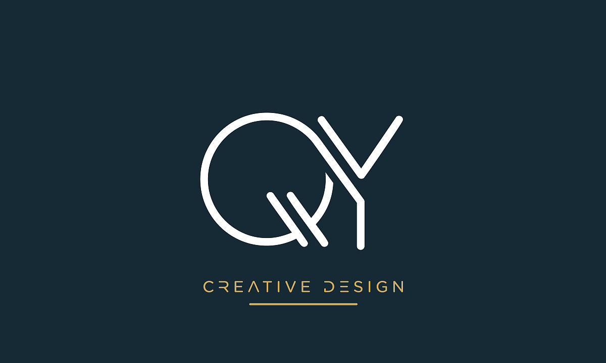 qy, yq字母字母抽象奢侈标志图标组合