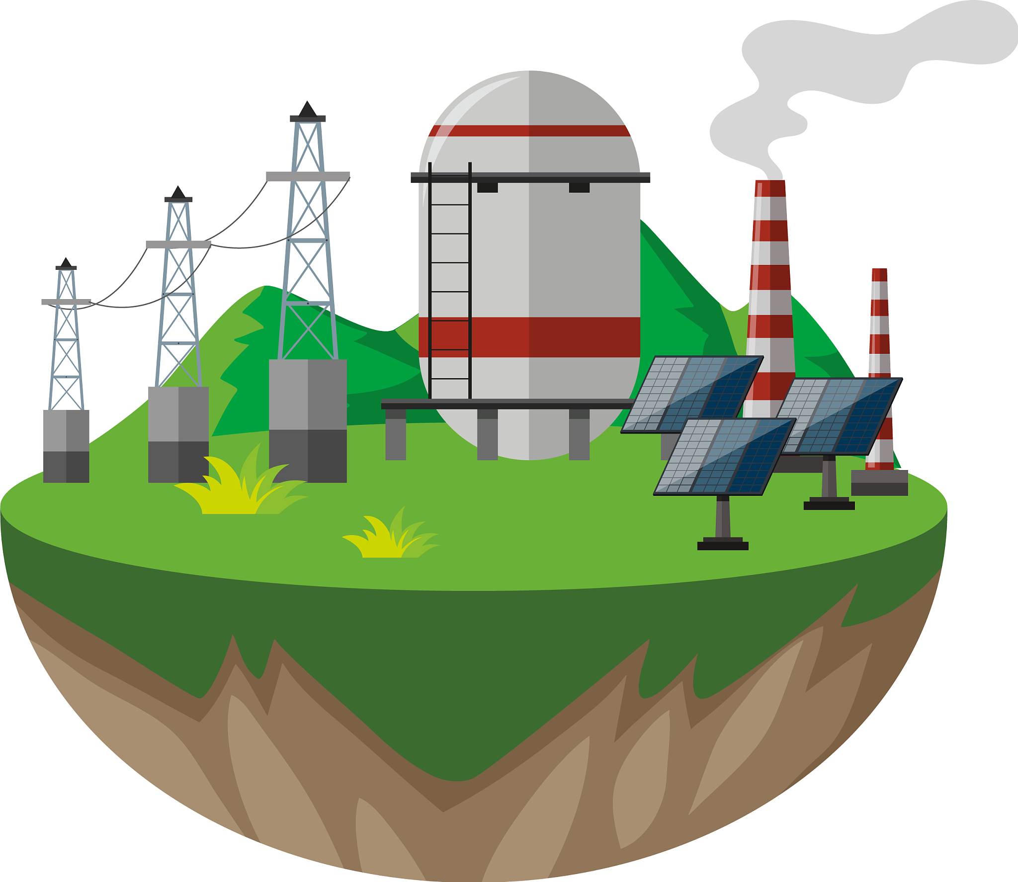 power lines and solar cells