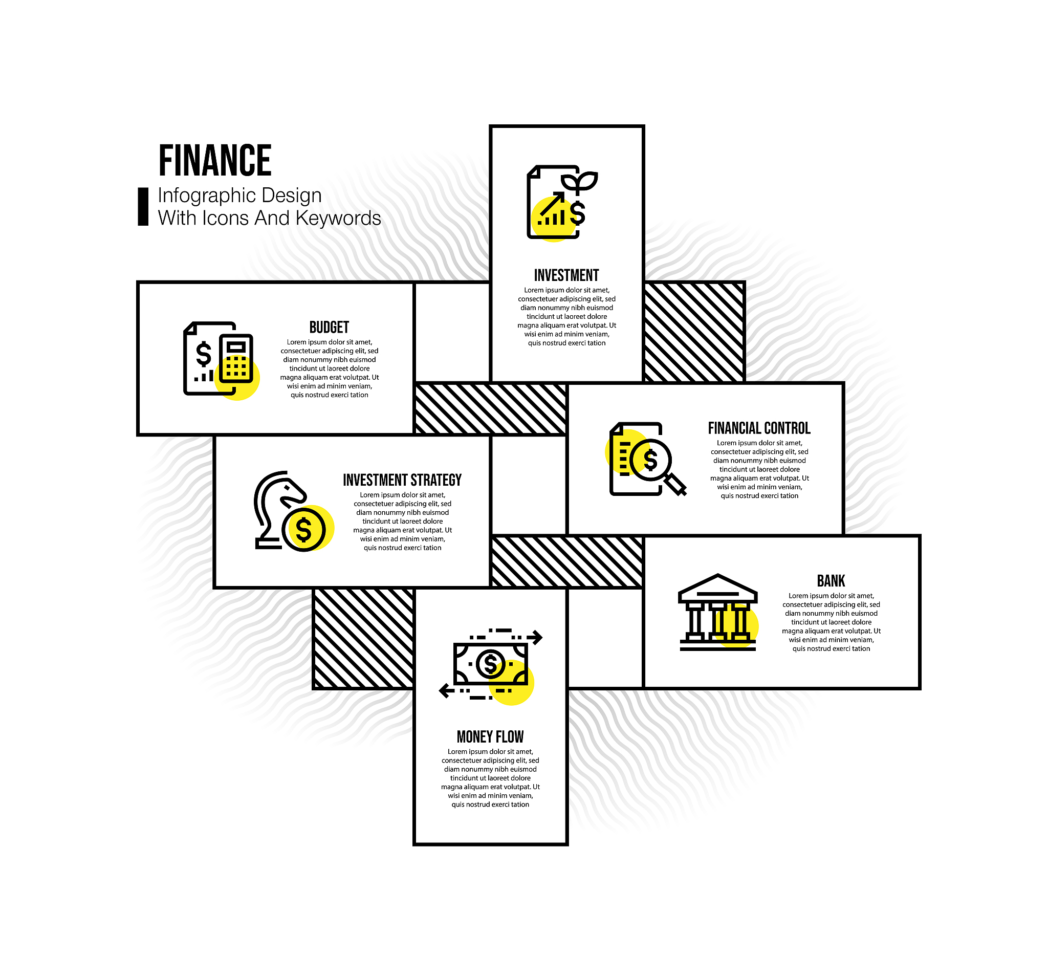 infographic design template with finance keywords and icons
