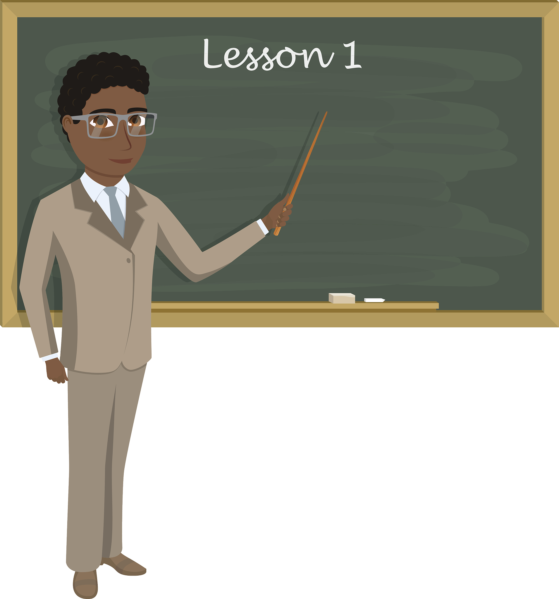 teacher on lesson in classroom. young teacher with pointer showi