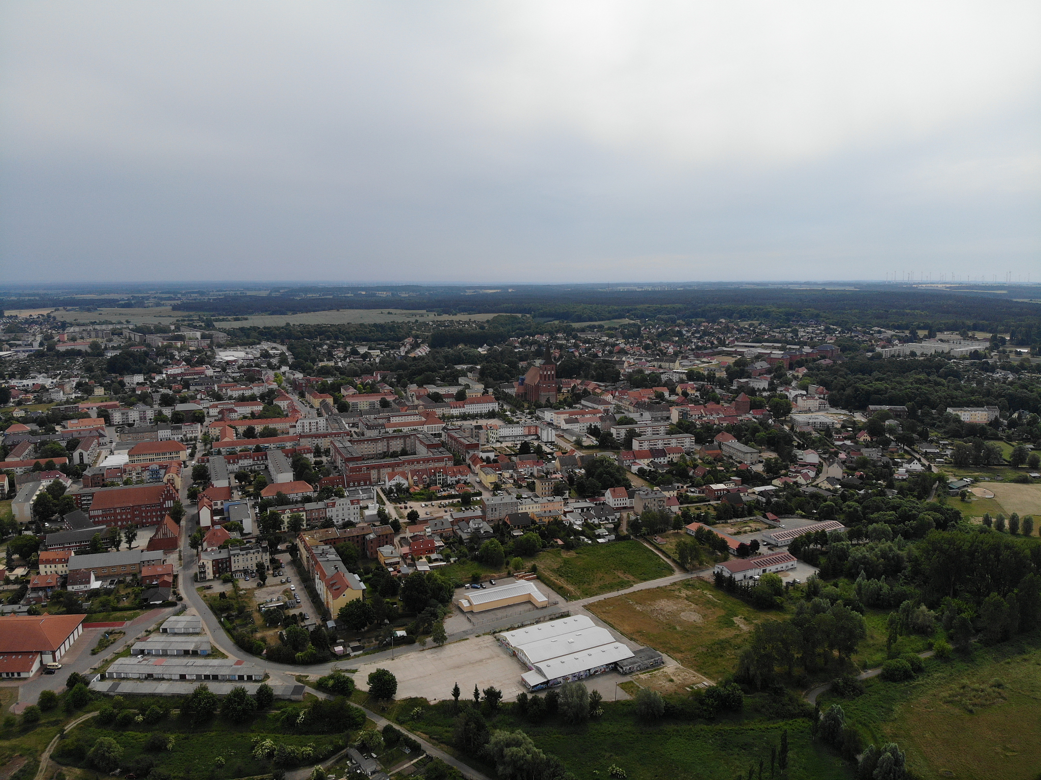 aerial view of pasewalk, a town in the vorpommern-greifswald dis
