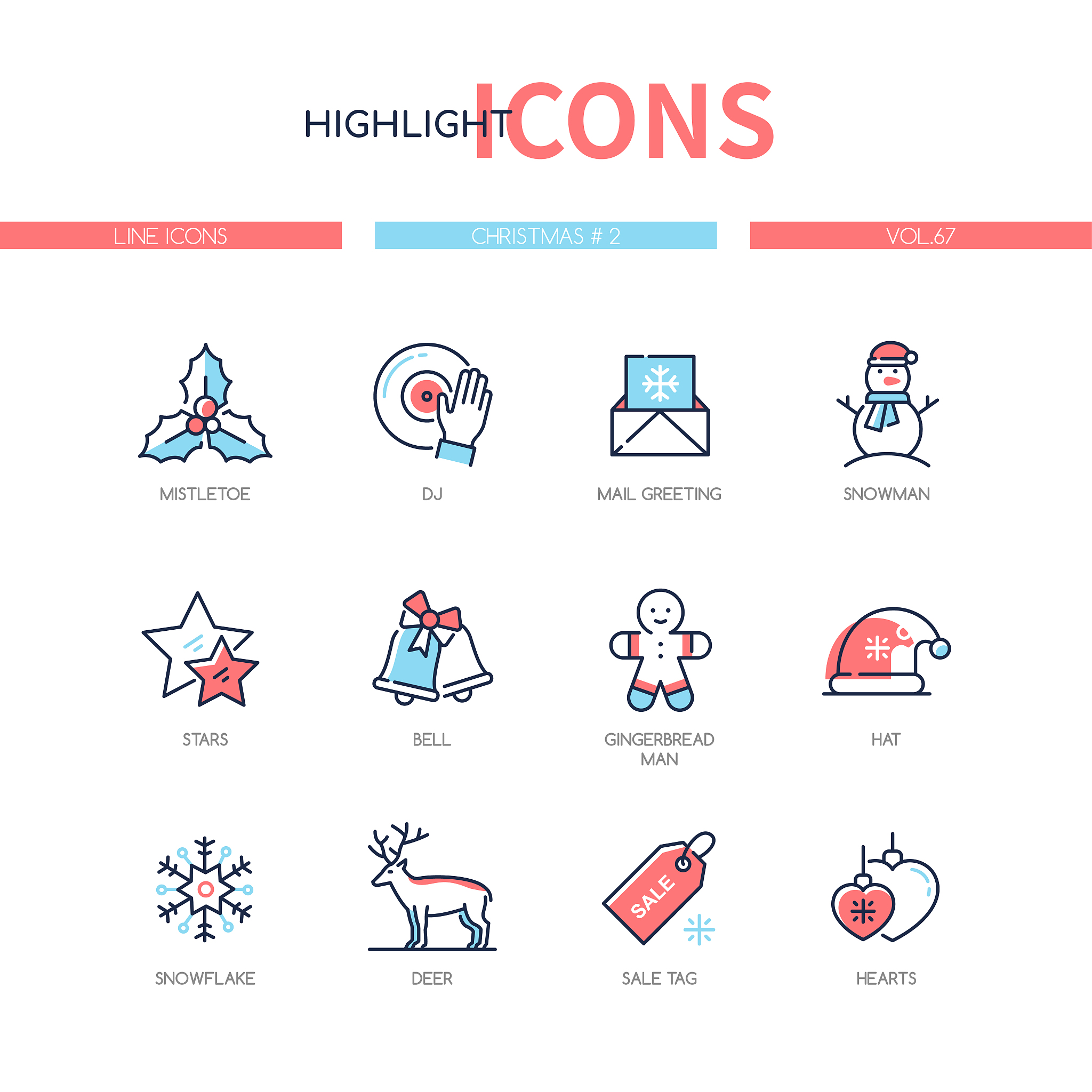 merry christmas - line design style icons set