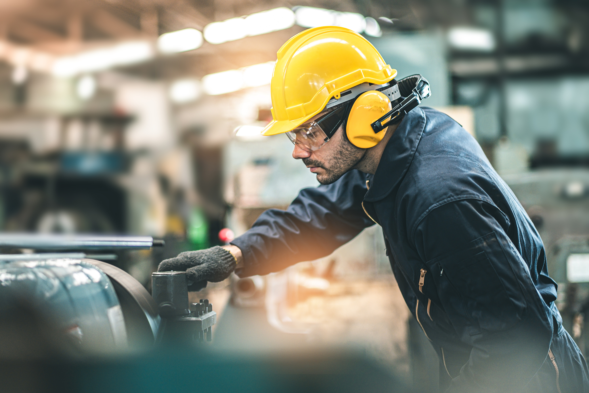industrial engineers in hard hats.work at the heavy industry man