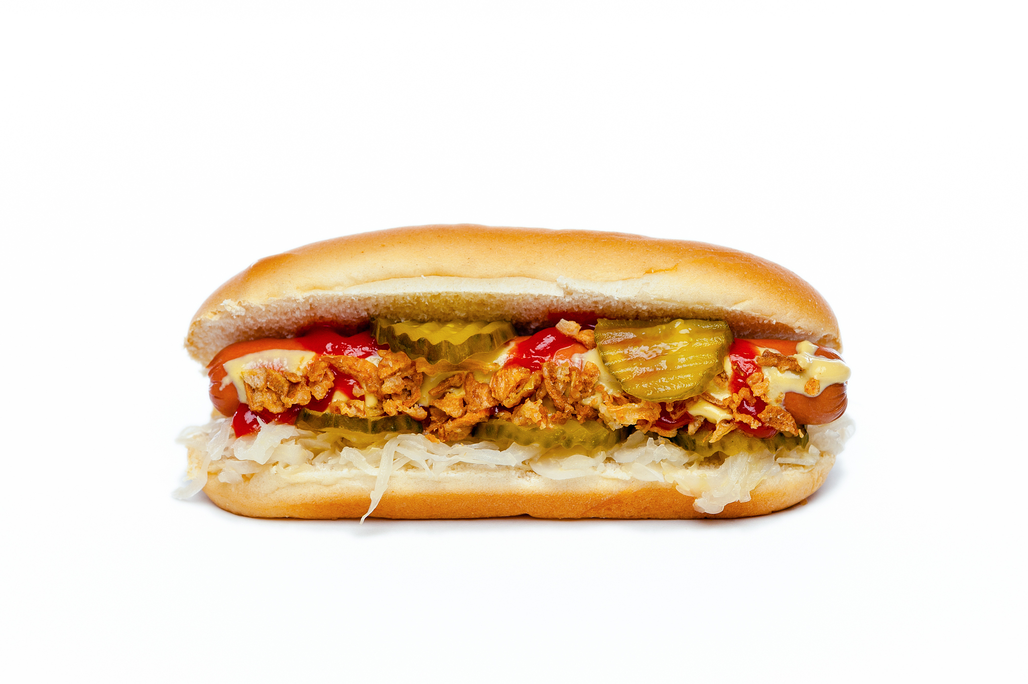 hotdog/hot dog. side-view isolated on white