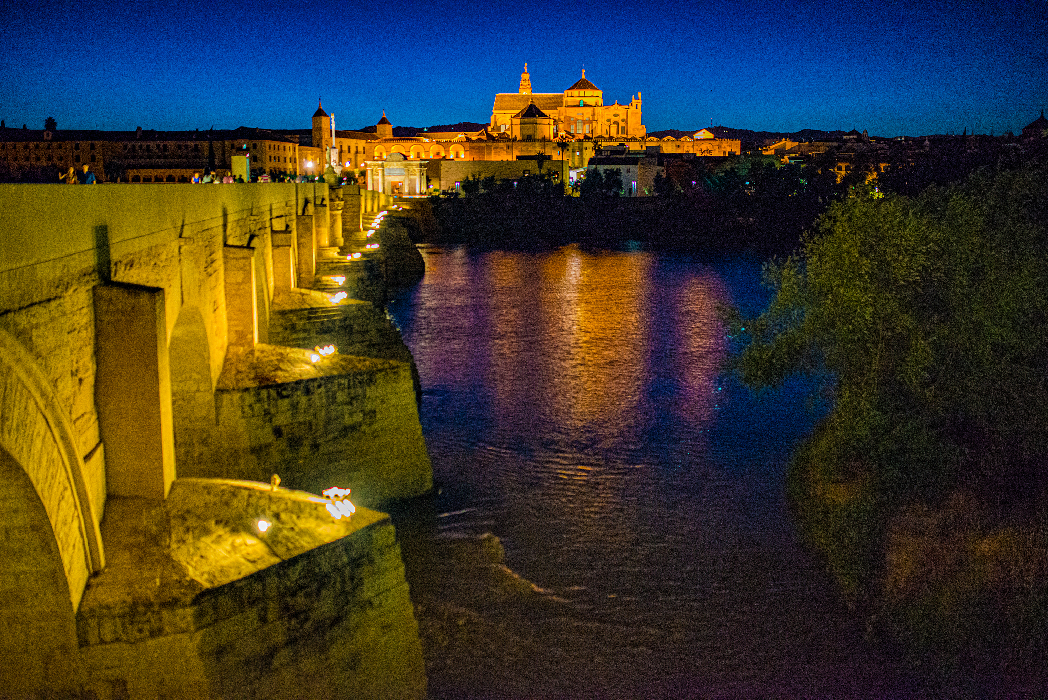 mosque-cathedral and roman bridge of cordoba, andalusia, spain