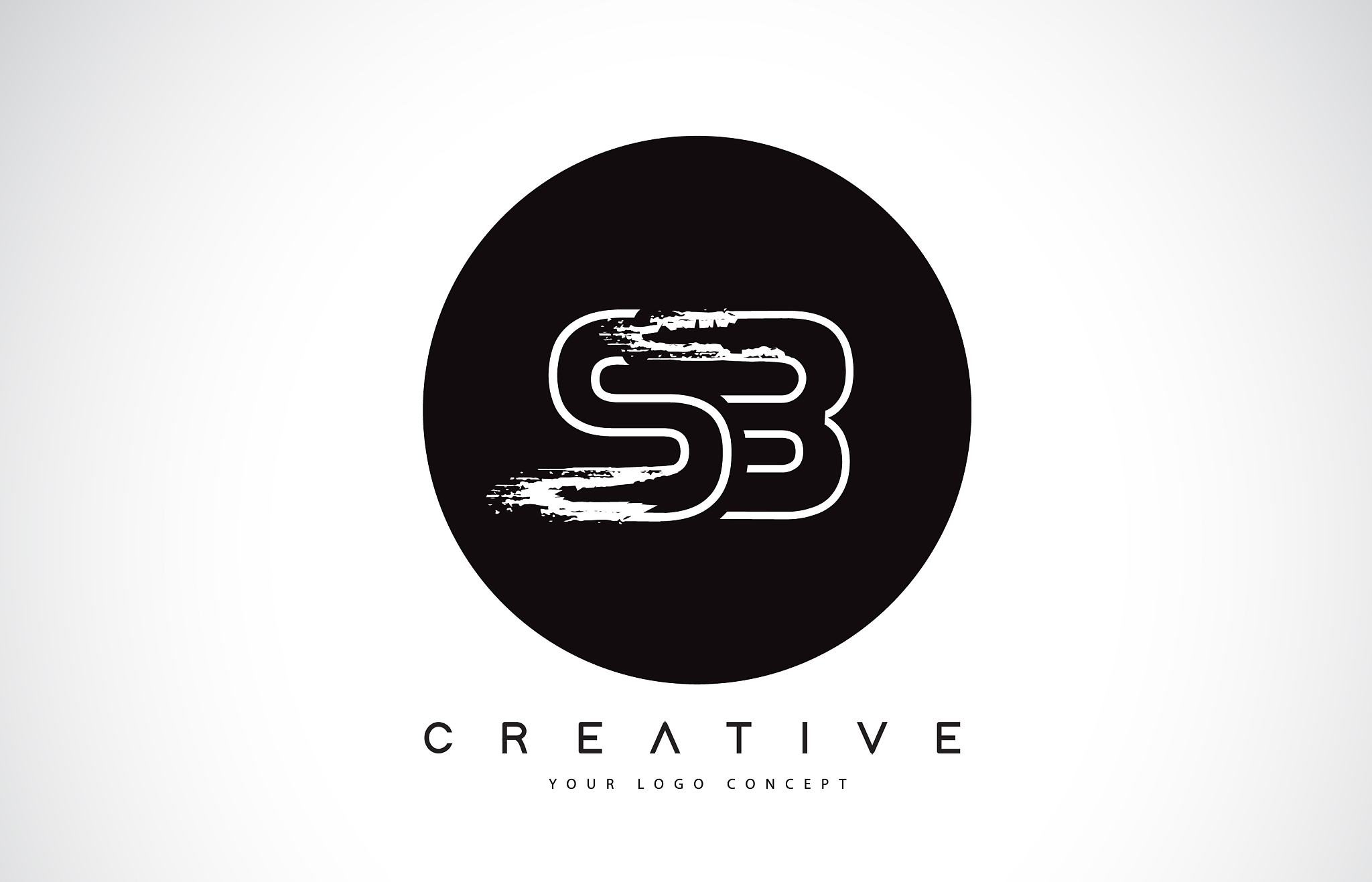 sb modern leter logo design with black and white