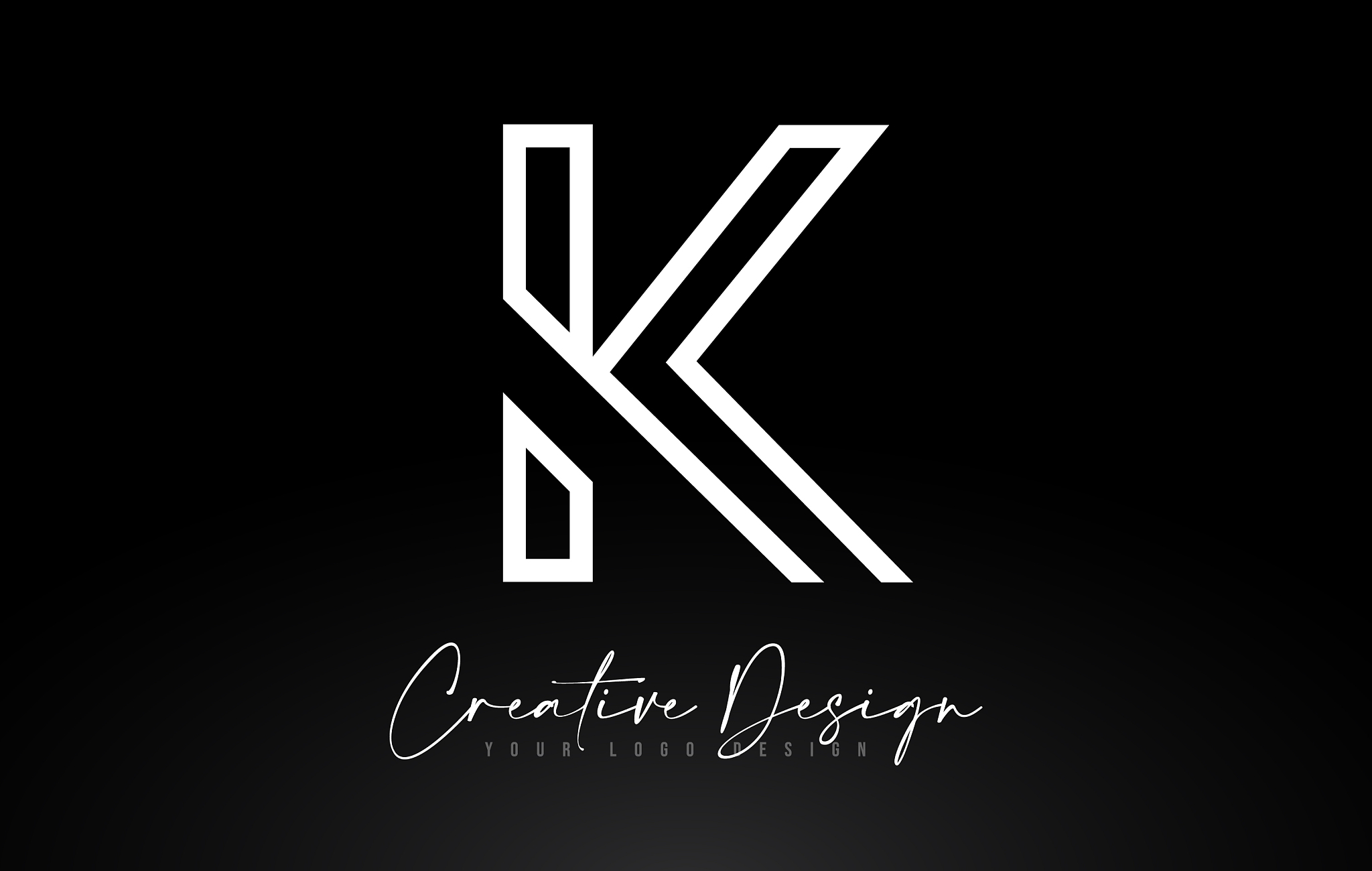 monogram k letter logo design with creative lines