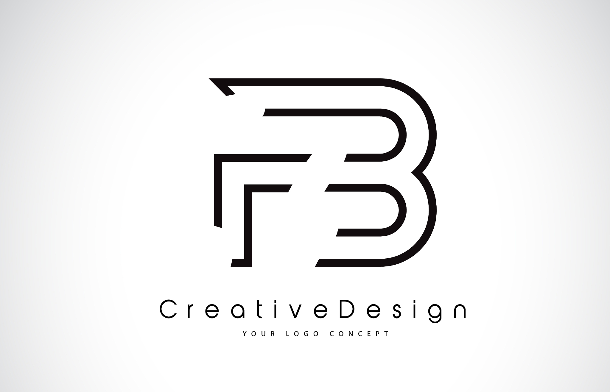 fb f b letter logo design in black colors