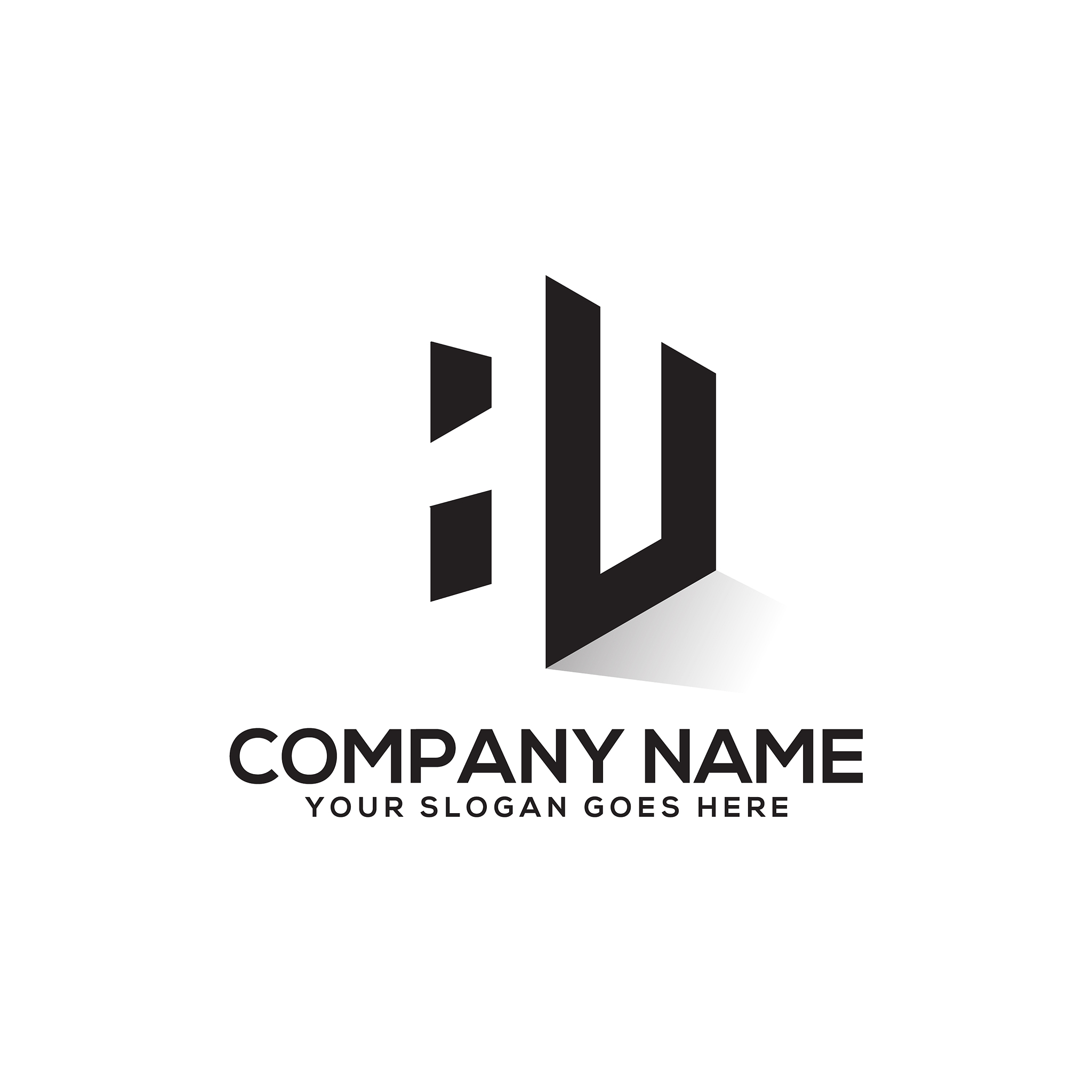 hexagonal hu initial letter logo design