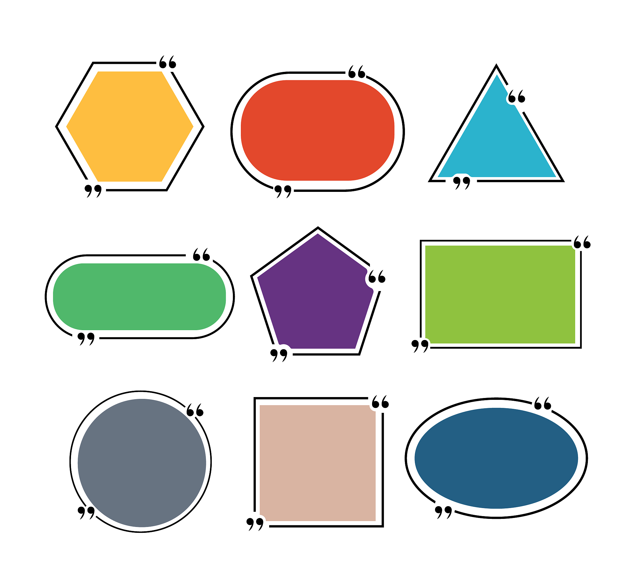 set of colored fields for text, different geometric shapes. plac