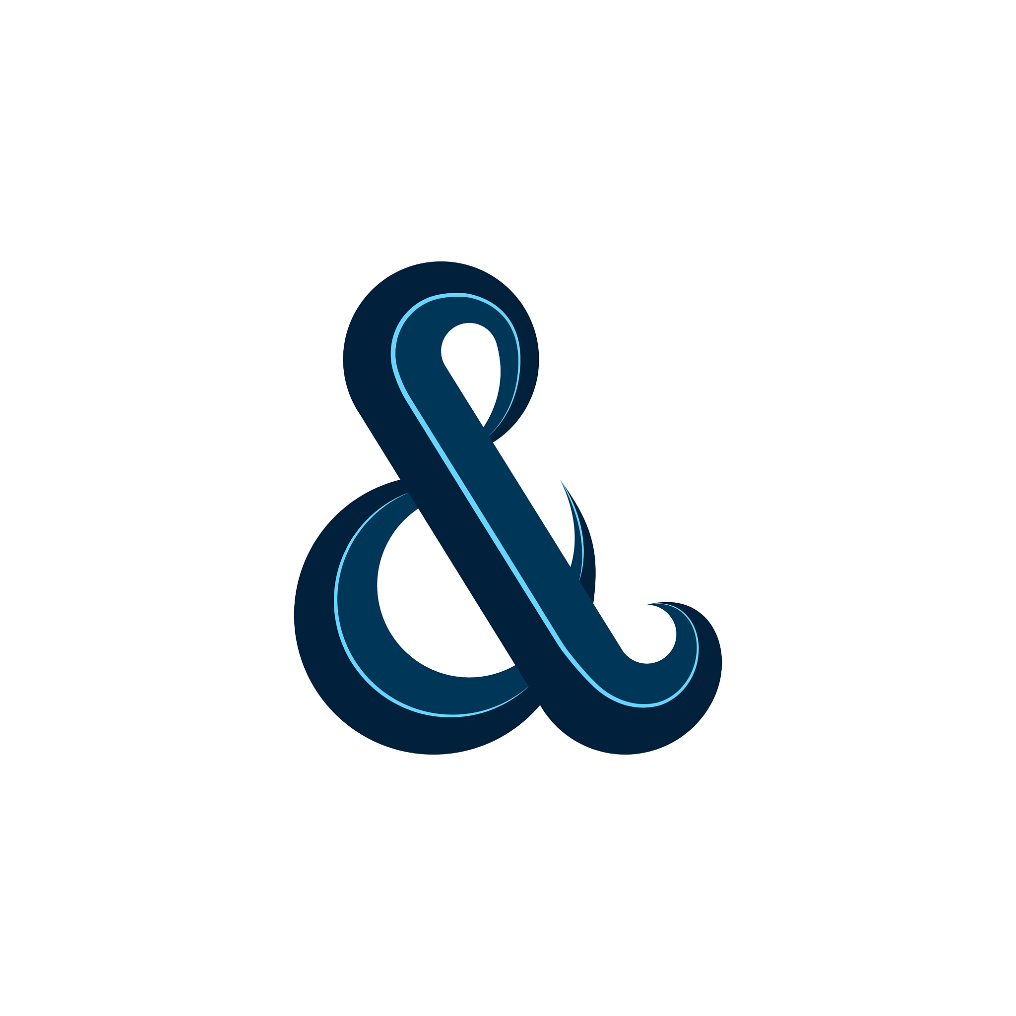 ampersand logo calligraphic symbol blue design