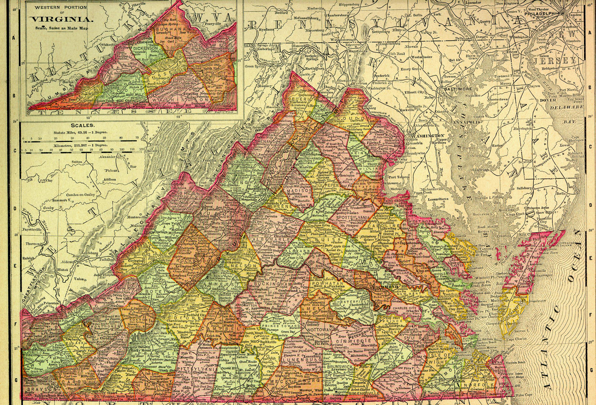 virginia antique map