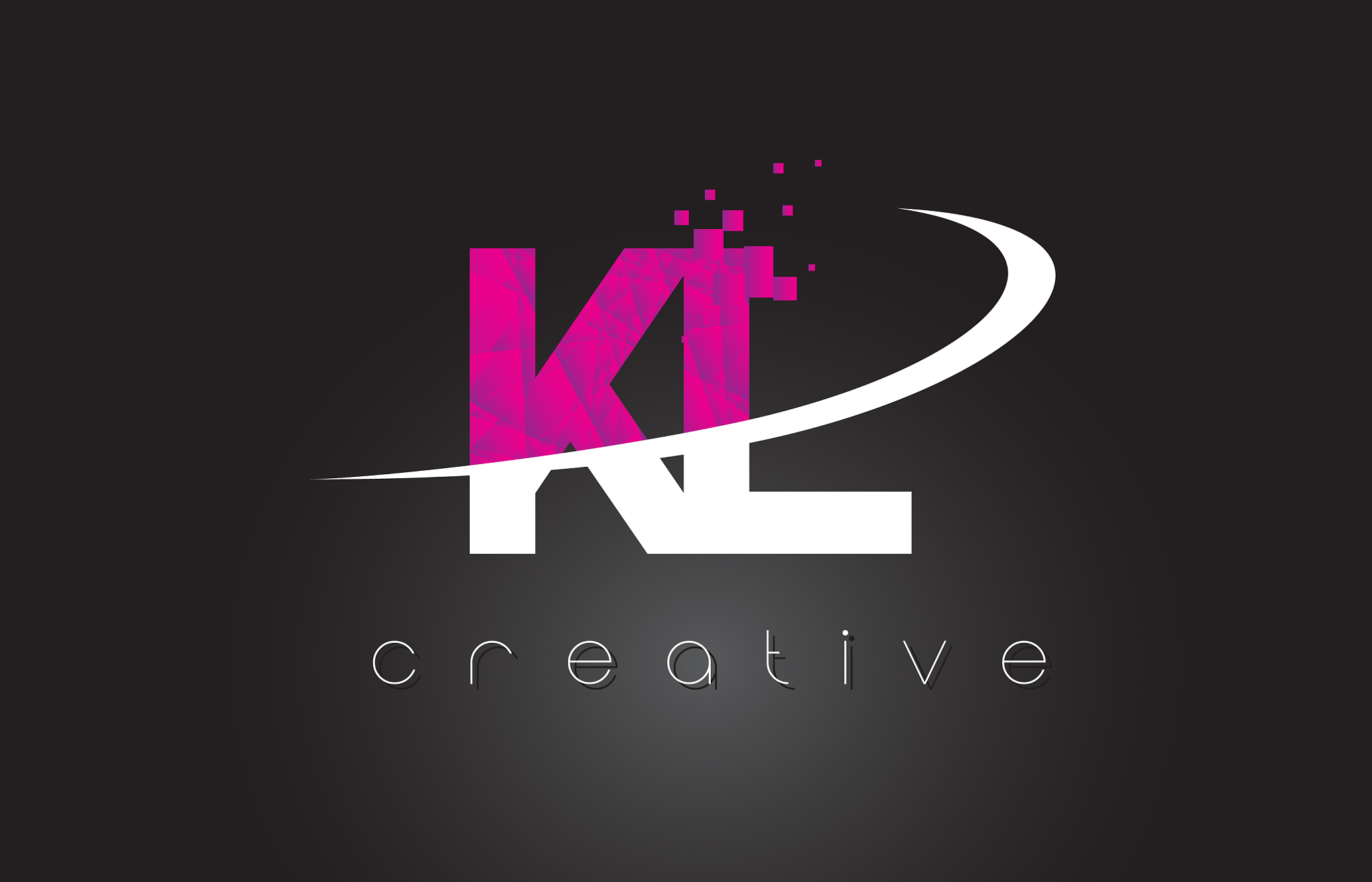 kl k l creative letters design with white pink