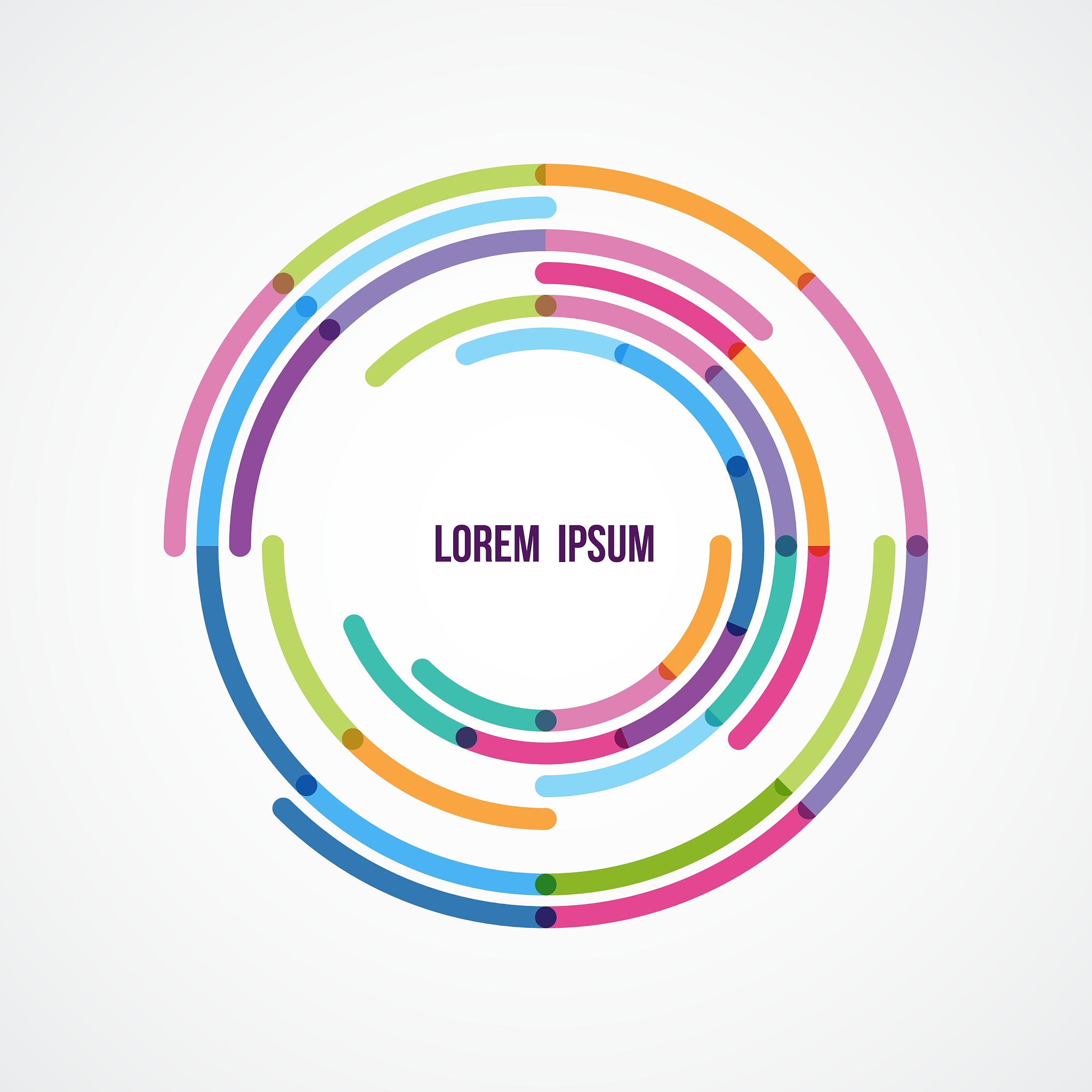 color circle with a place for information in the