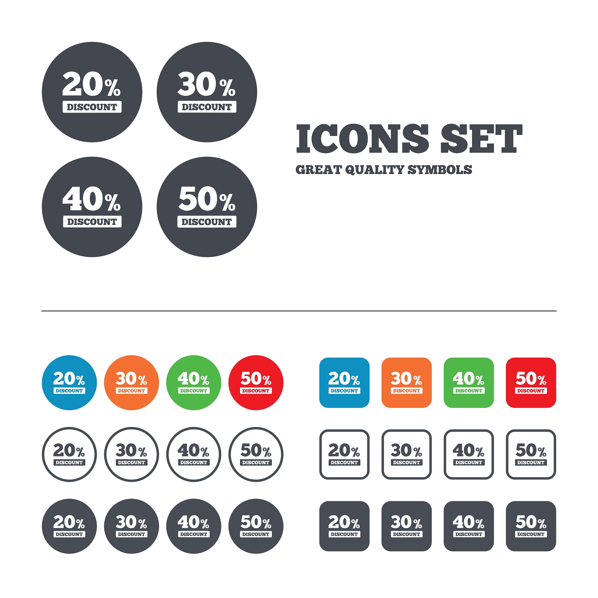 sale discount icons special offer price signs