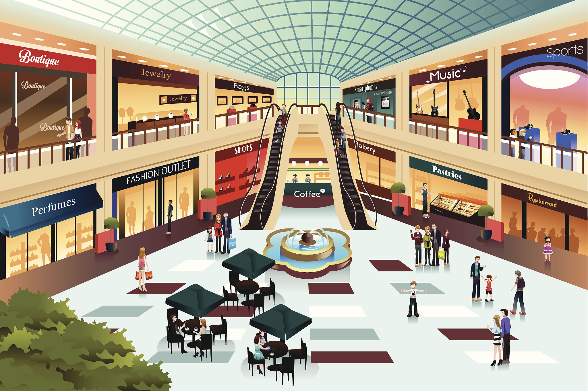 scene inside shopping mall