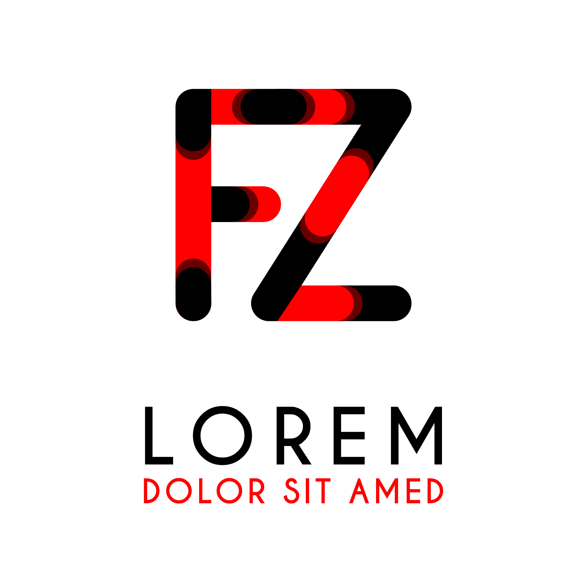 initial letter fz with red black and has rounded