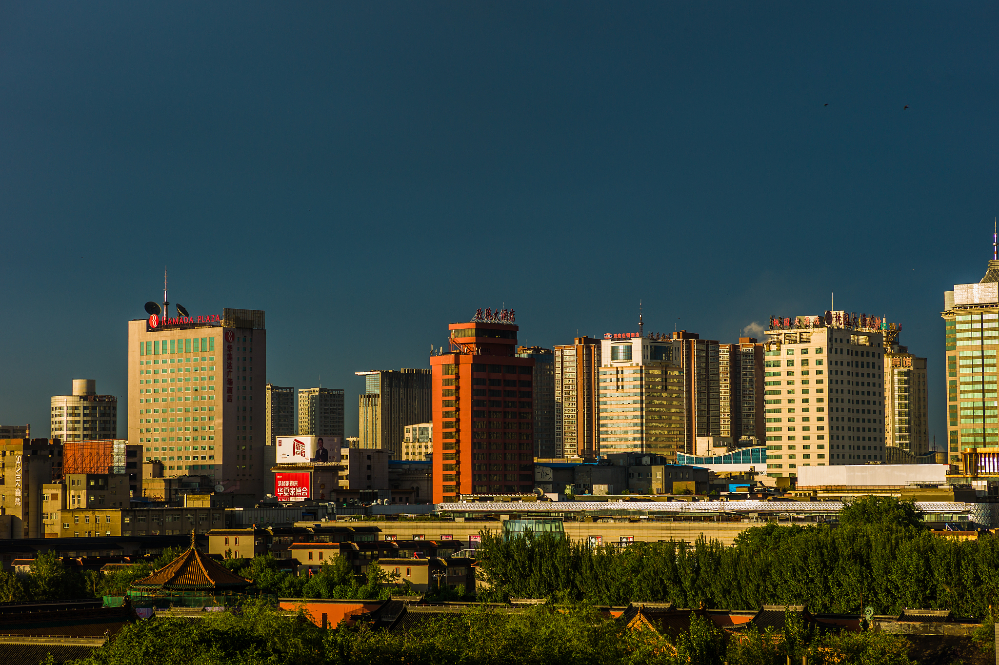 the city scenery of shenyang when the sun is going downhill
